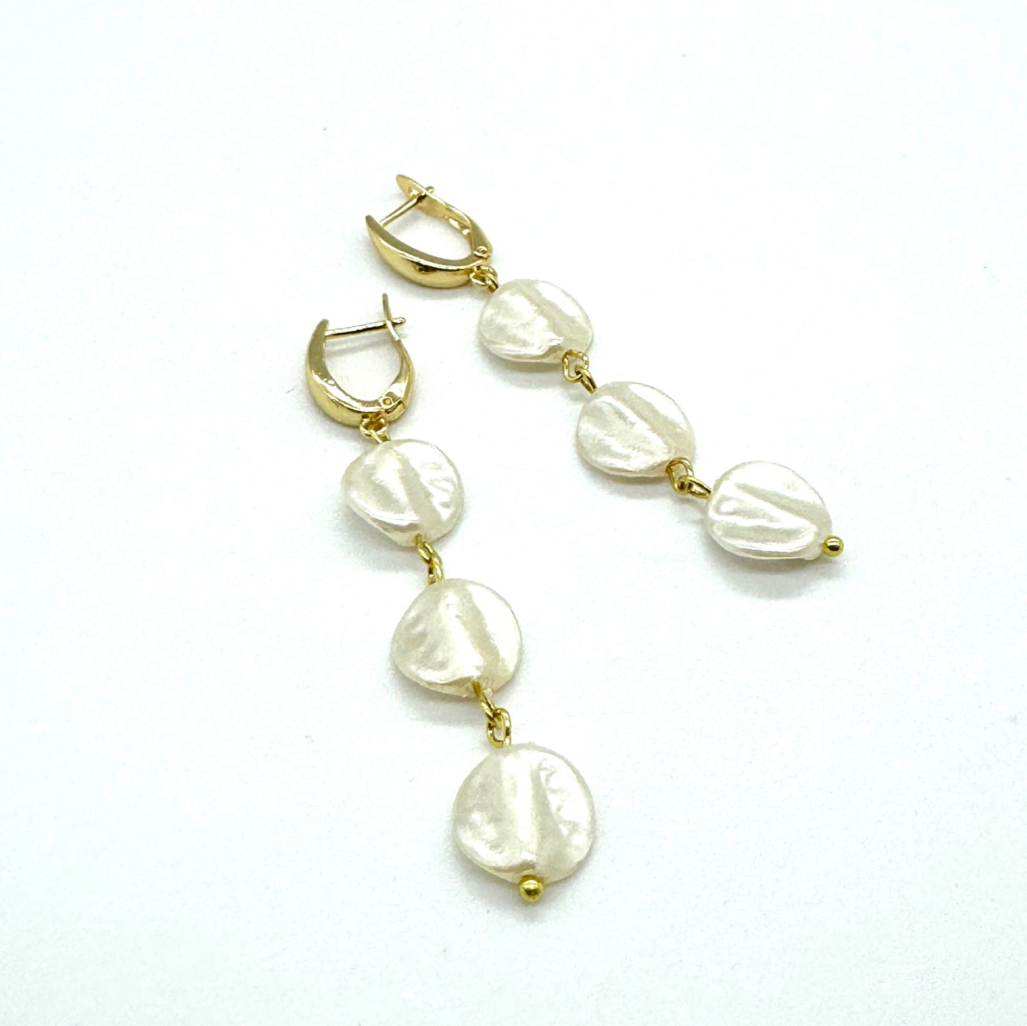 Wafer Pearly Drop Earrings