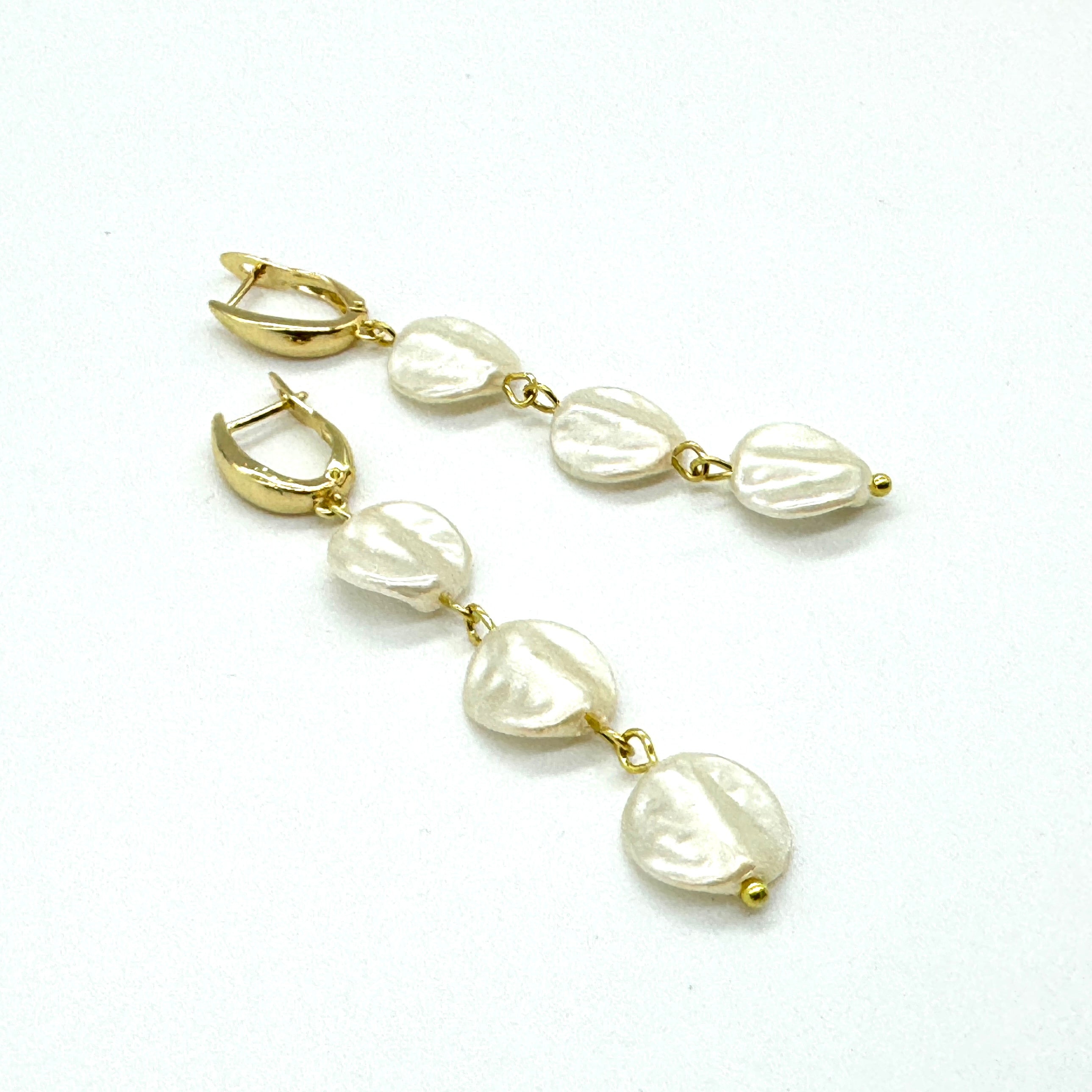 Wafer Pearly Drop Earrings