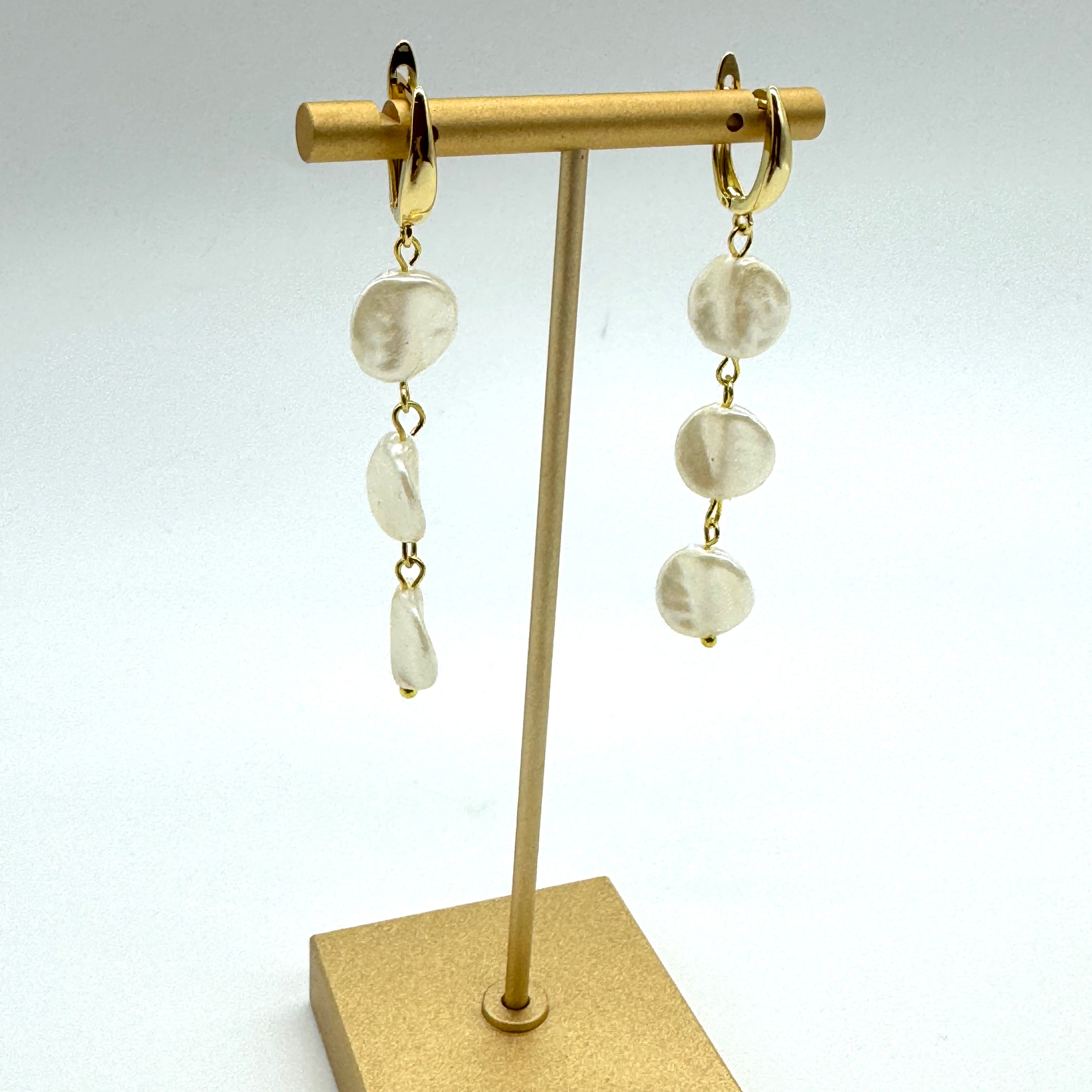 Wafer Pearly Drop Earrings