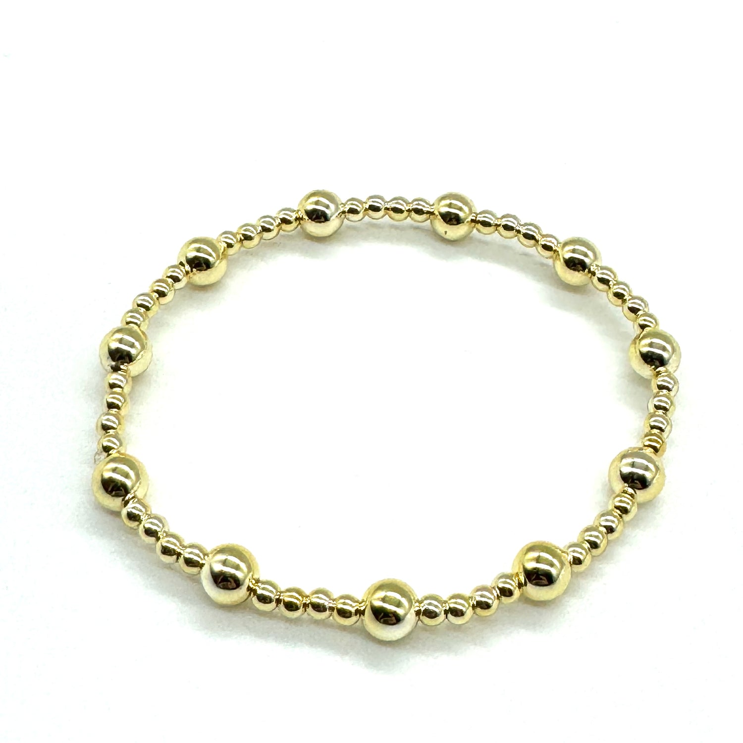 Vacuum-Plated Gold Beaded Stretch Bracelet  - Quintent 3mm and 6mm