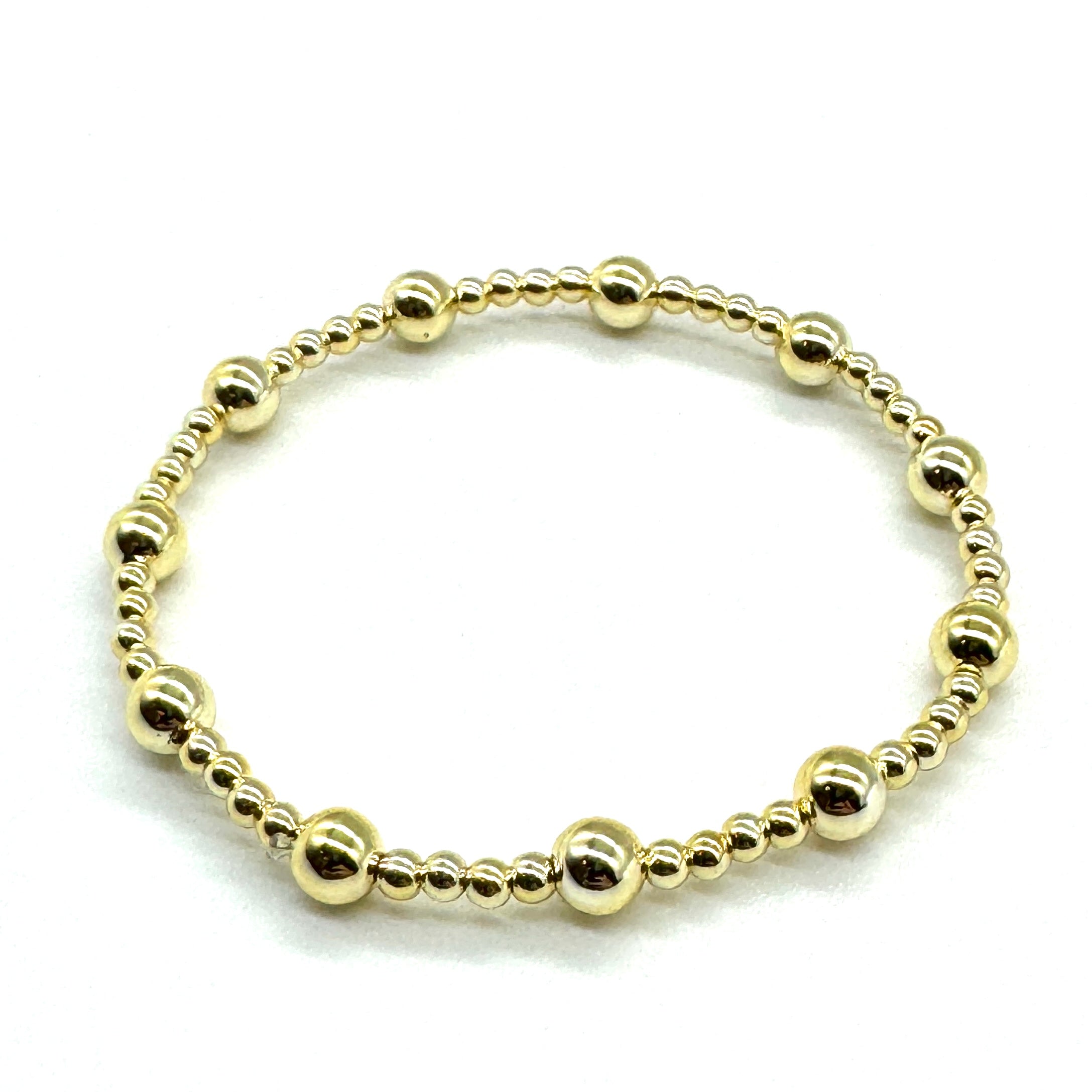 Vacuum-Plated Gold Beaded Stretch Bracelet  - Quintent 3mm and 6mm