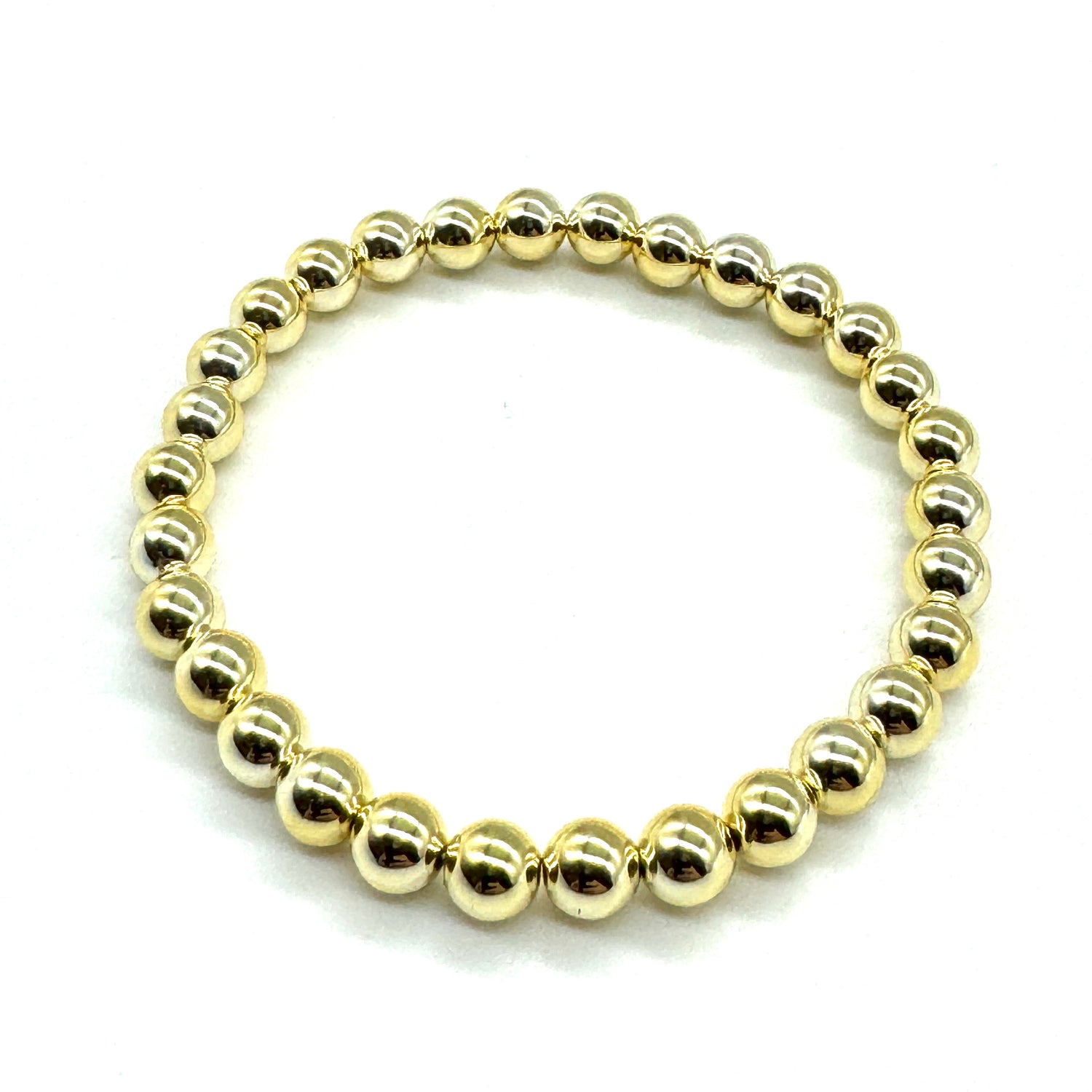 Vacuum-Plated Gold Beaded Stretch Bracelet  - 6mm