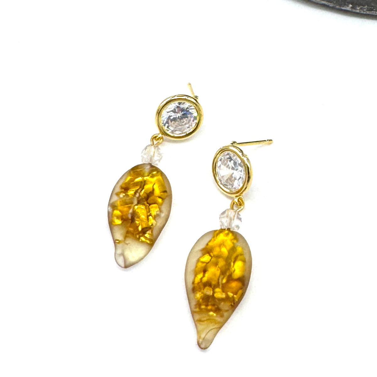Shimmer Glass Leaf Earrings