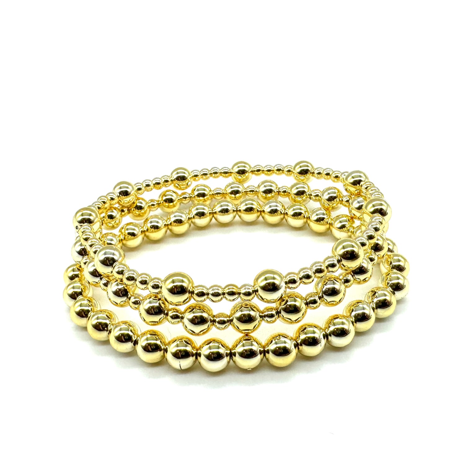 Vacuum-Plated Gold Beaded Stretch Bracelet  - 6mm