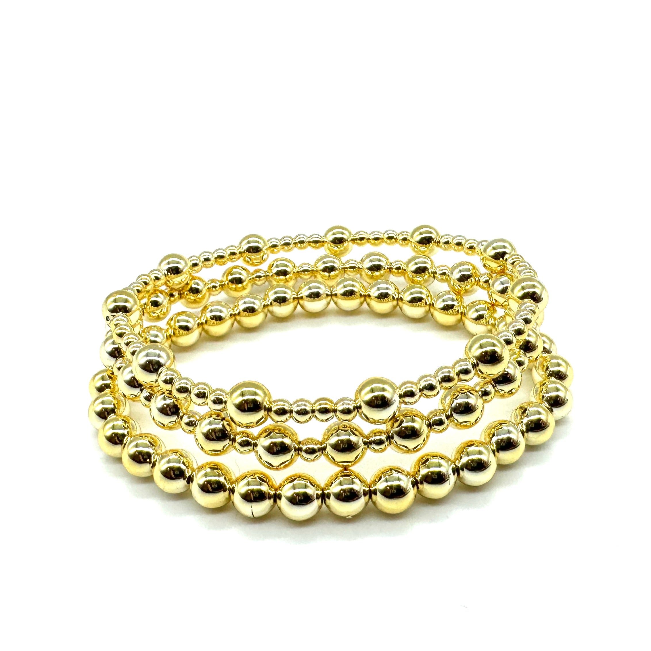 Vacuum-Plated Gold Beaded Stretch Bracelet  - 6mm