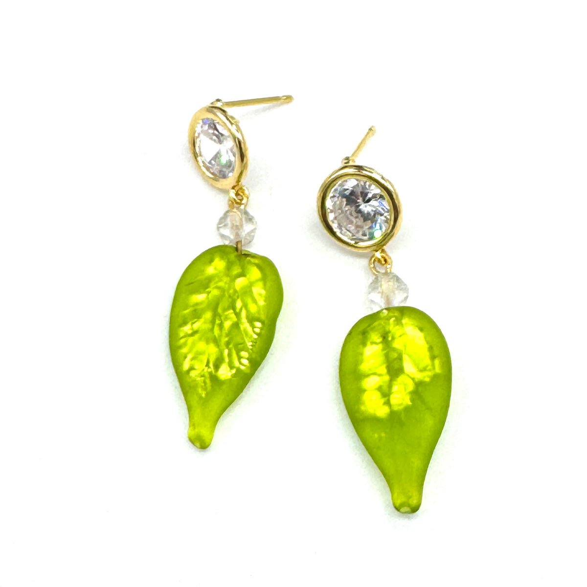 Shimmer Glass Leaf Earrings