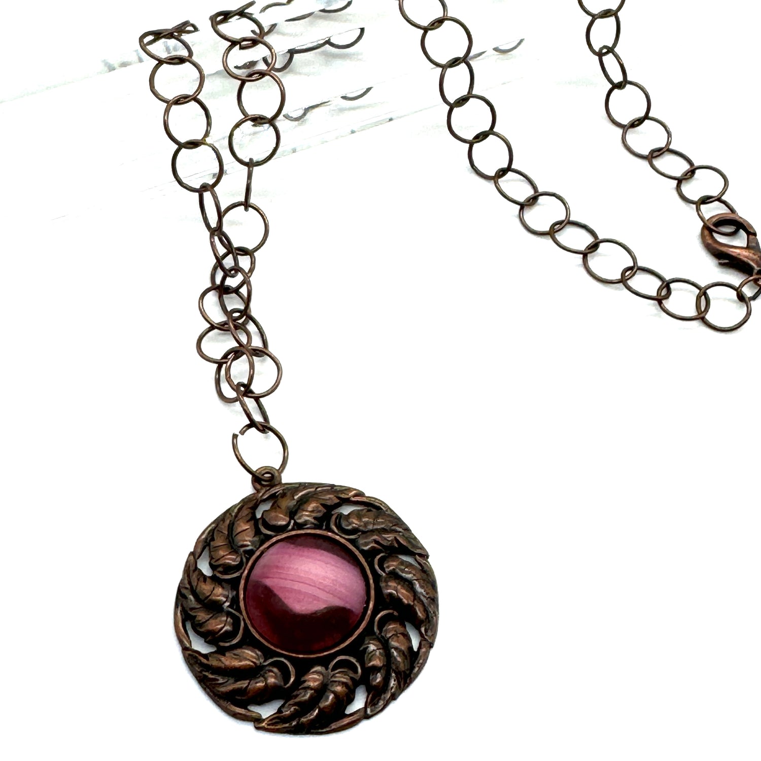 Lady Whistleton Medallion Necklace - Fuchsia Porphyr &amp; Antique Copper