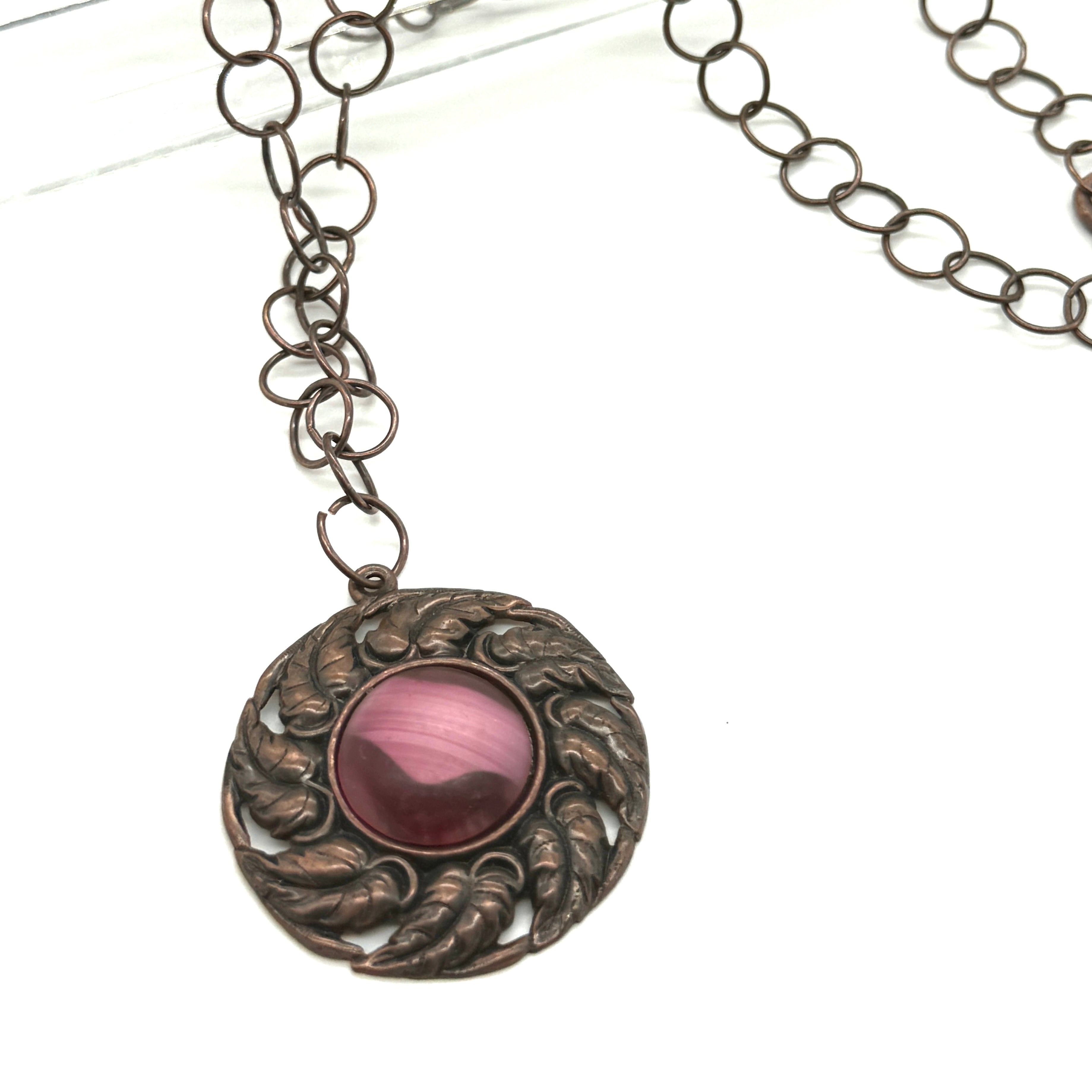 Lady Whistleton Medallion Necklace - Fuchsia Porphyr &amp; Antique Copper