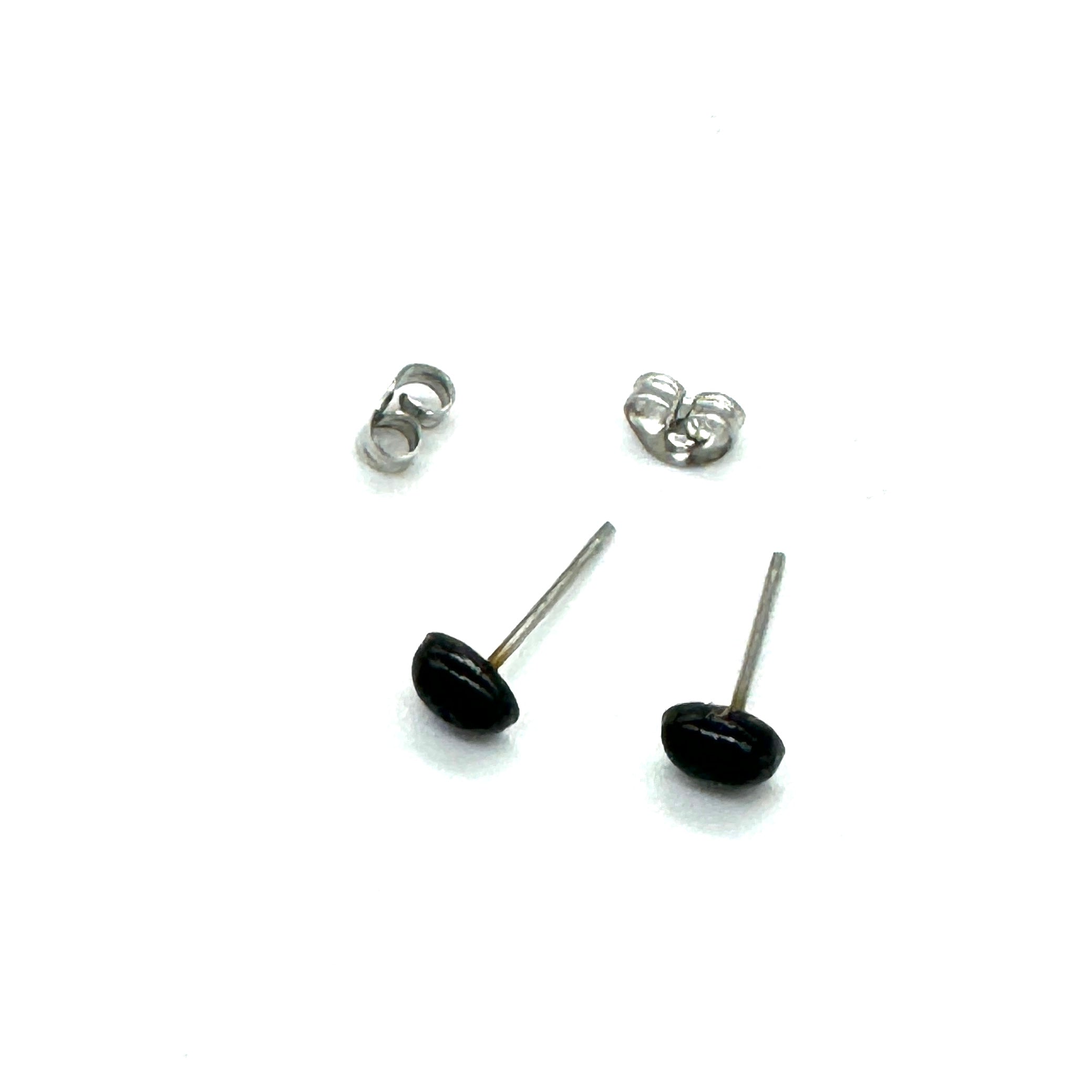 Black Tiny Oval Stud Earrings