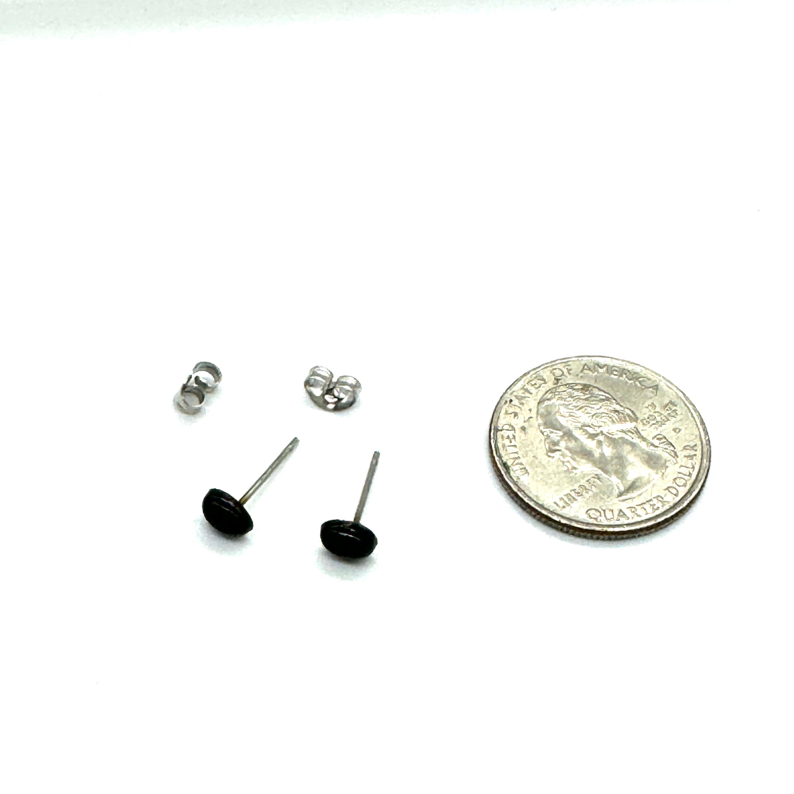 Black Tiny Oval Stud Earrings