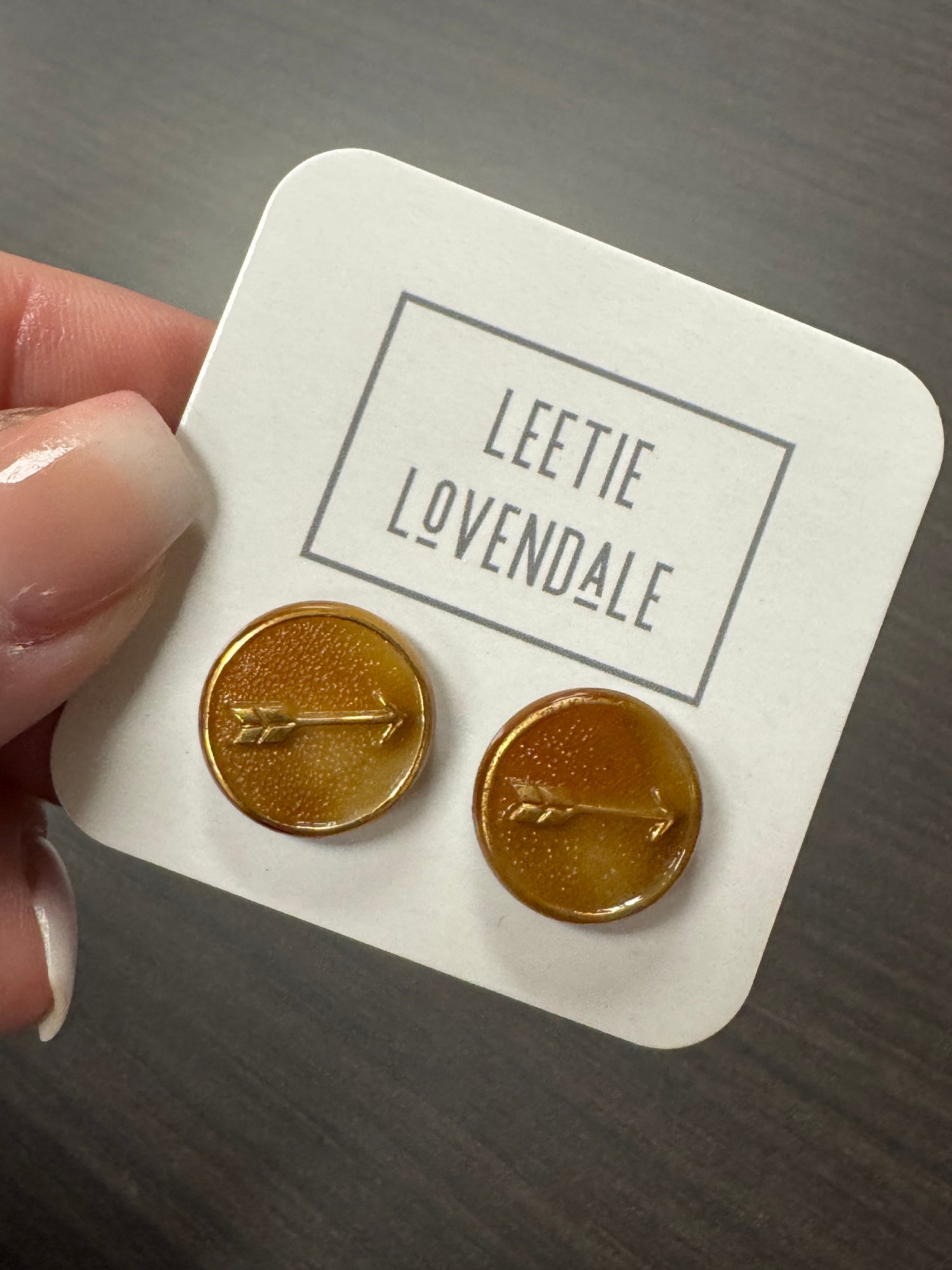 Gold &amp; Caramel Directions Glass Stud Earrings