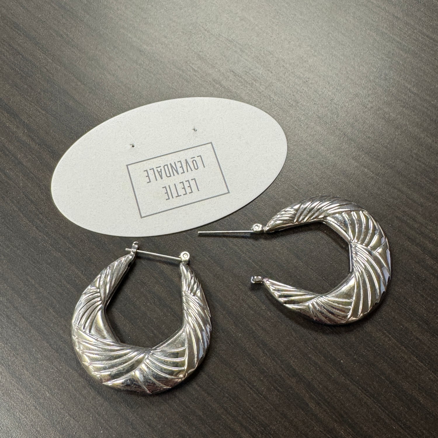 Contour Wave Silver Hoop Earrings