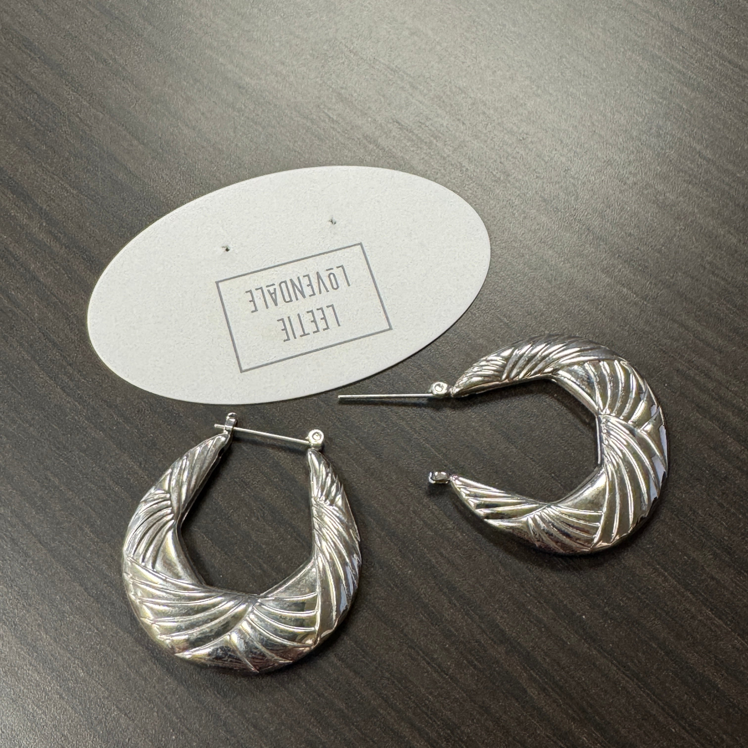 Contour Wave Silver Hoop Earrings