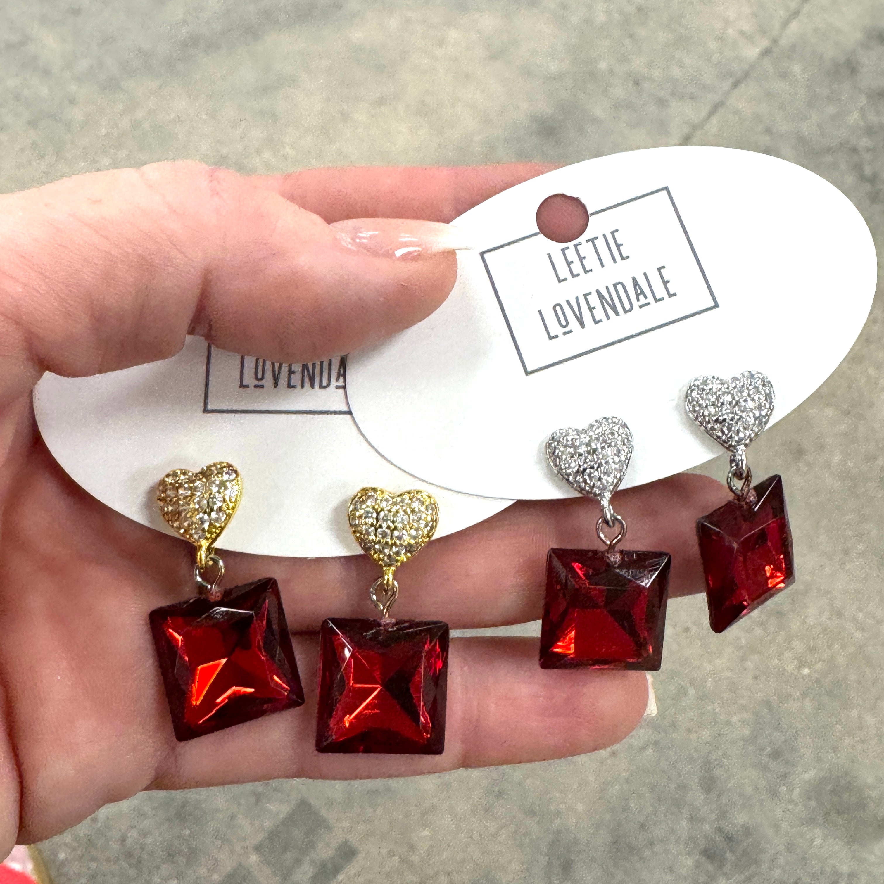 Crimson Spark Drop Earrings