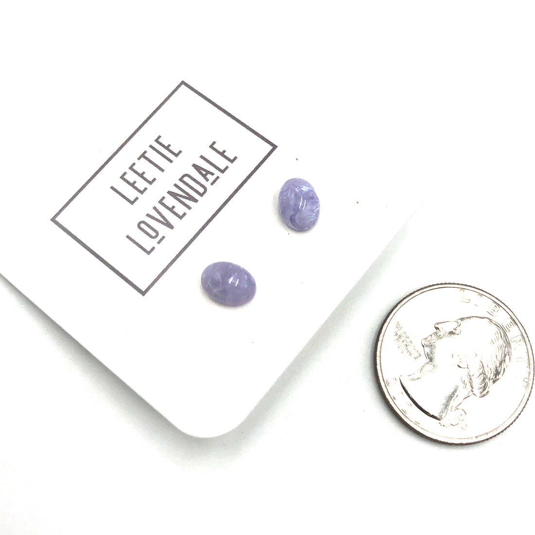 Lavender Speckle Small Oval Stud Earrings