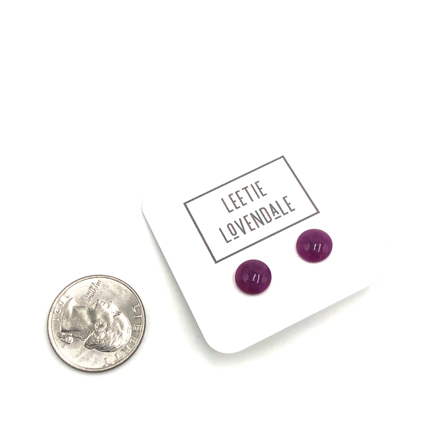 Bright Violet Retro Button Stud Earrings