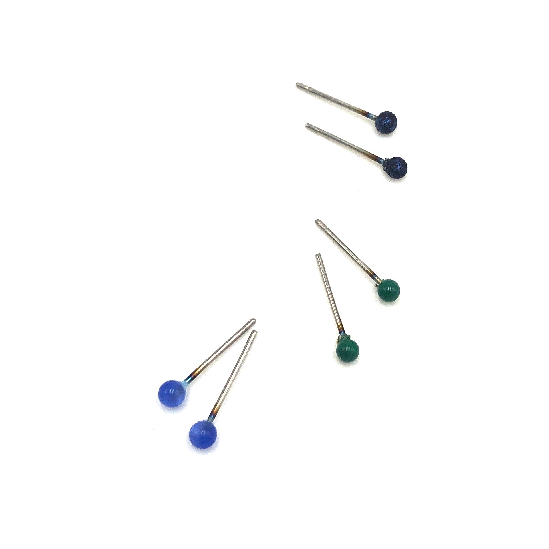 Olive Violet &amp; Turquoise Tiny Studs Earrings Set