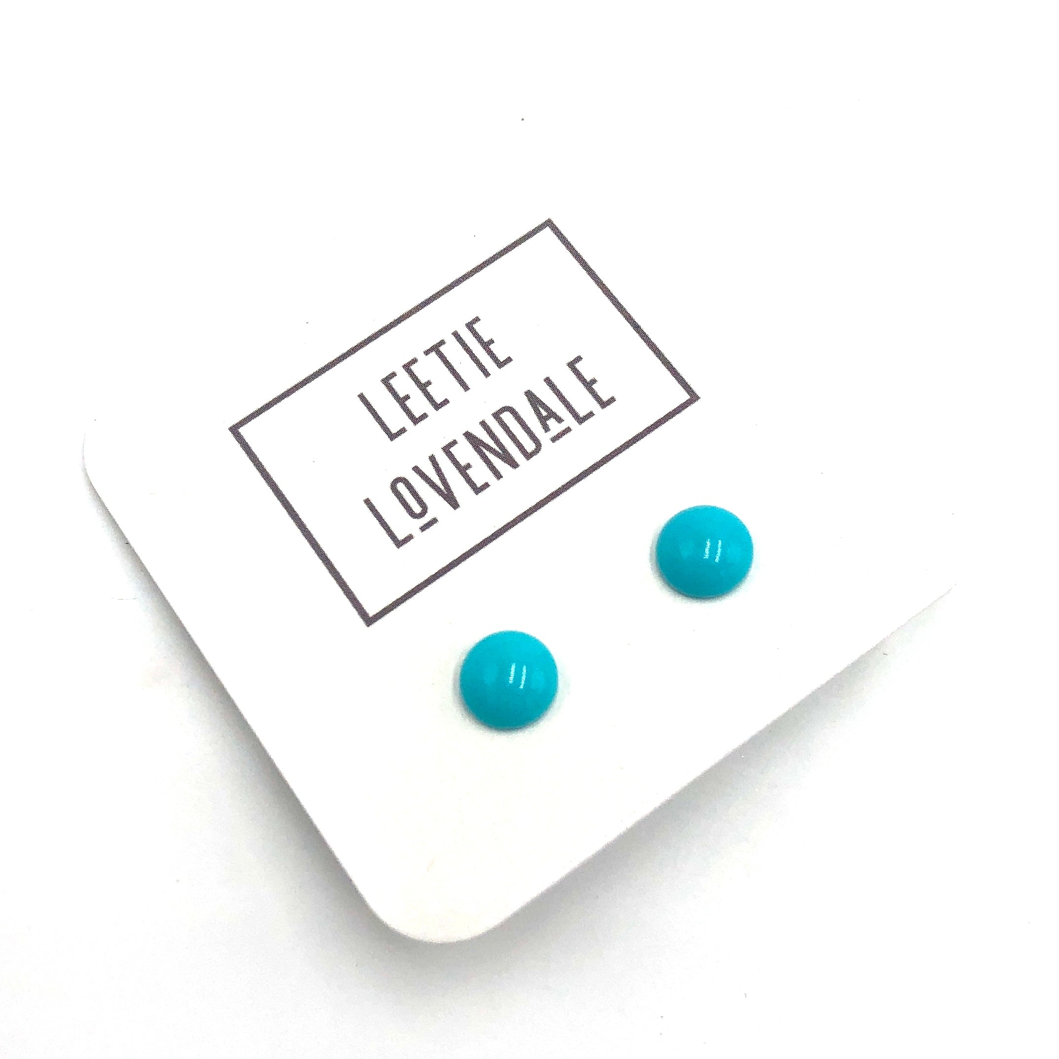 Turquoise Small Retro Button Stud Earrings