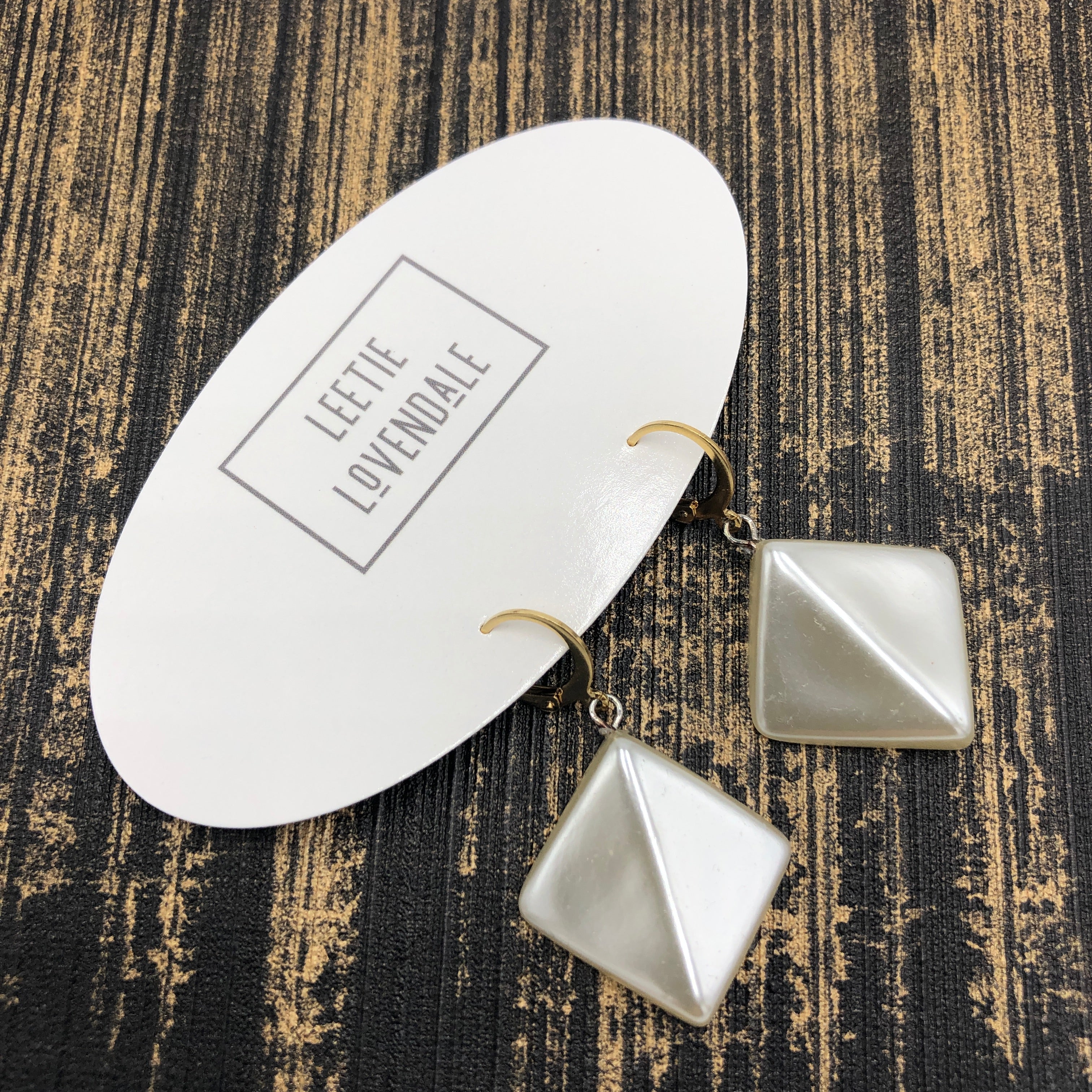 Pinched Pearl Square Cuff Drop Earrings *