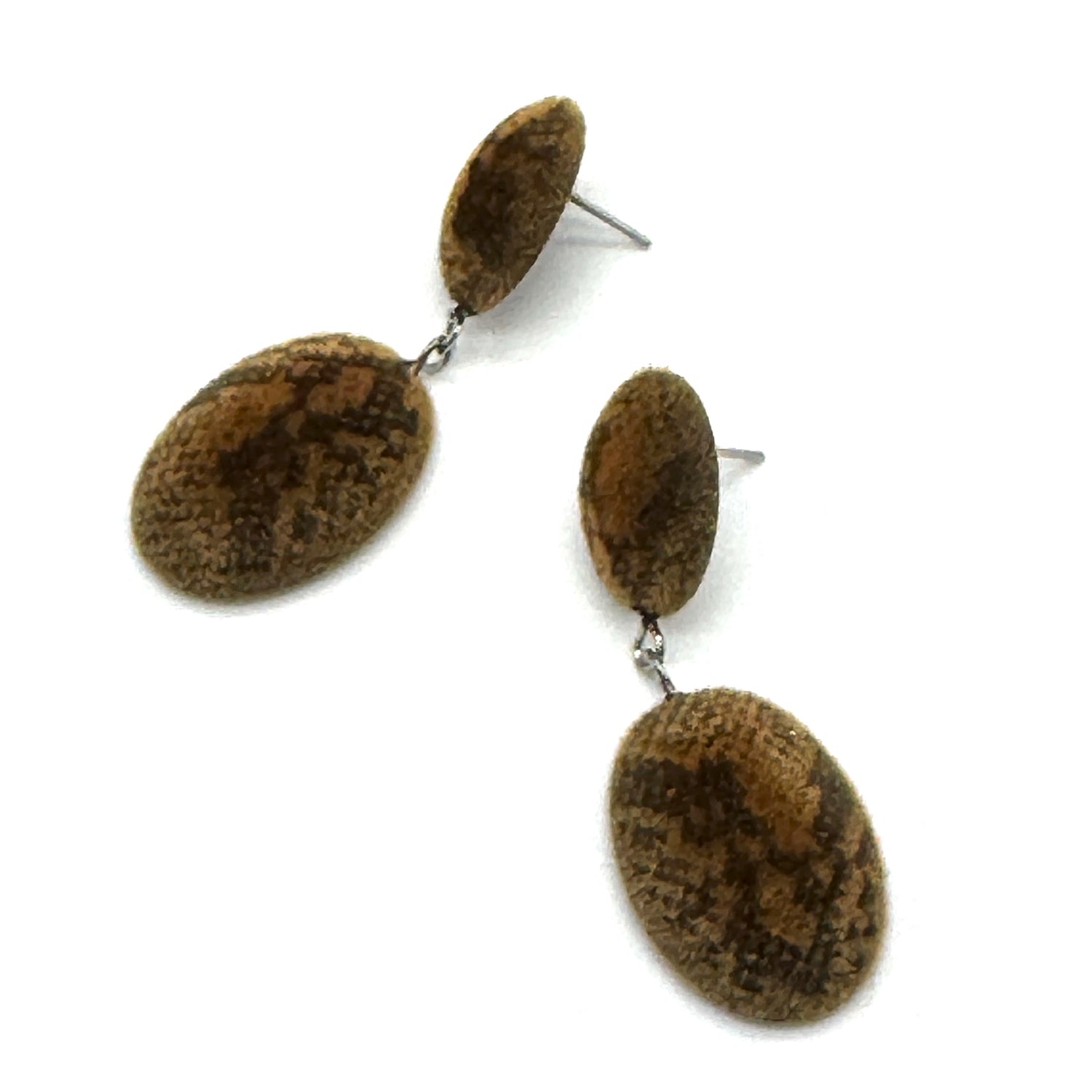 Double Velvet Snakeskin Drop Earrings