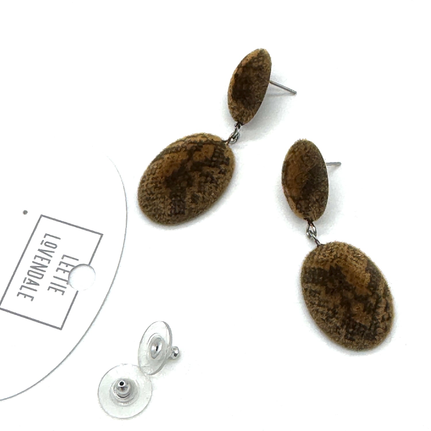 Double Velvet Snakeskin Drop Earrings