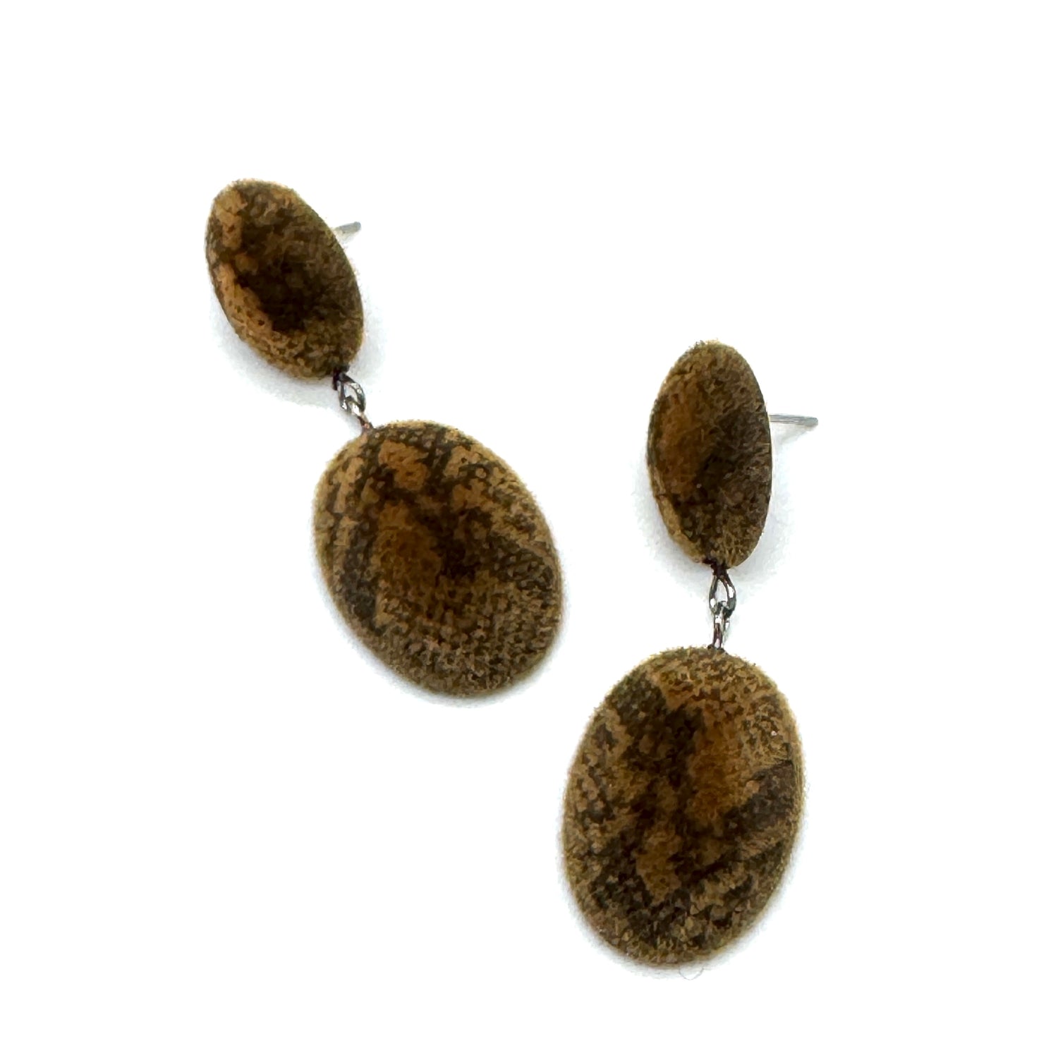 Double Velvet Snakeskin Drop Earrings