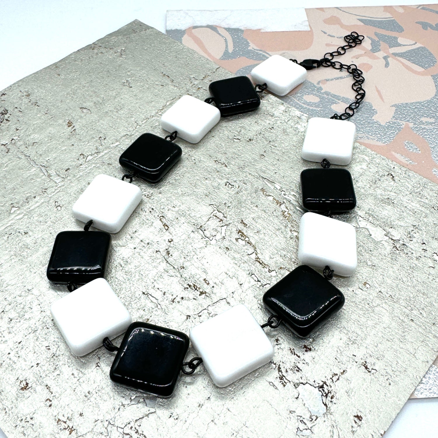 Black &amp; White Geometric Amelia Necklace