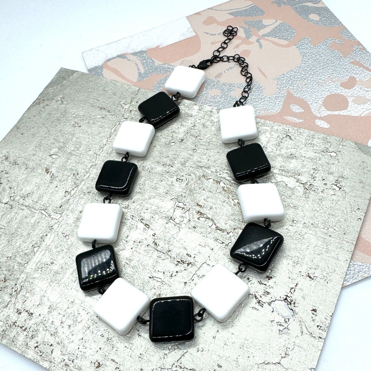 Black &amp; White Geometric Amelia Necklace