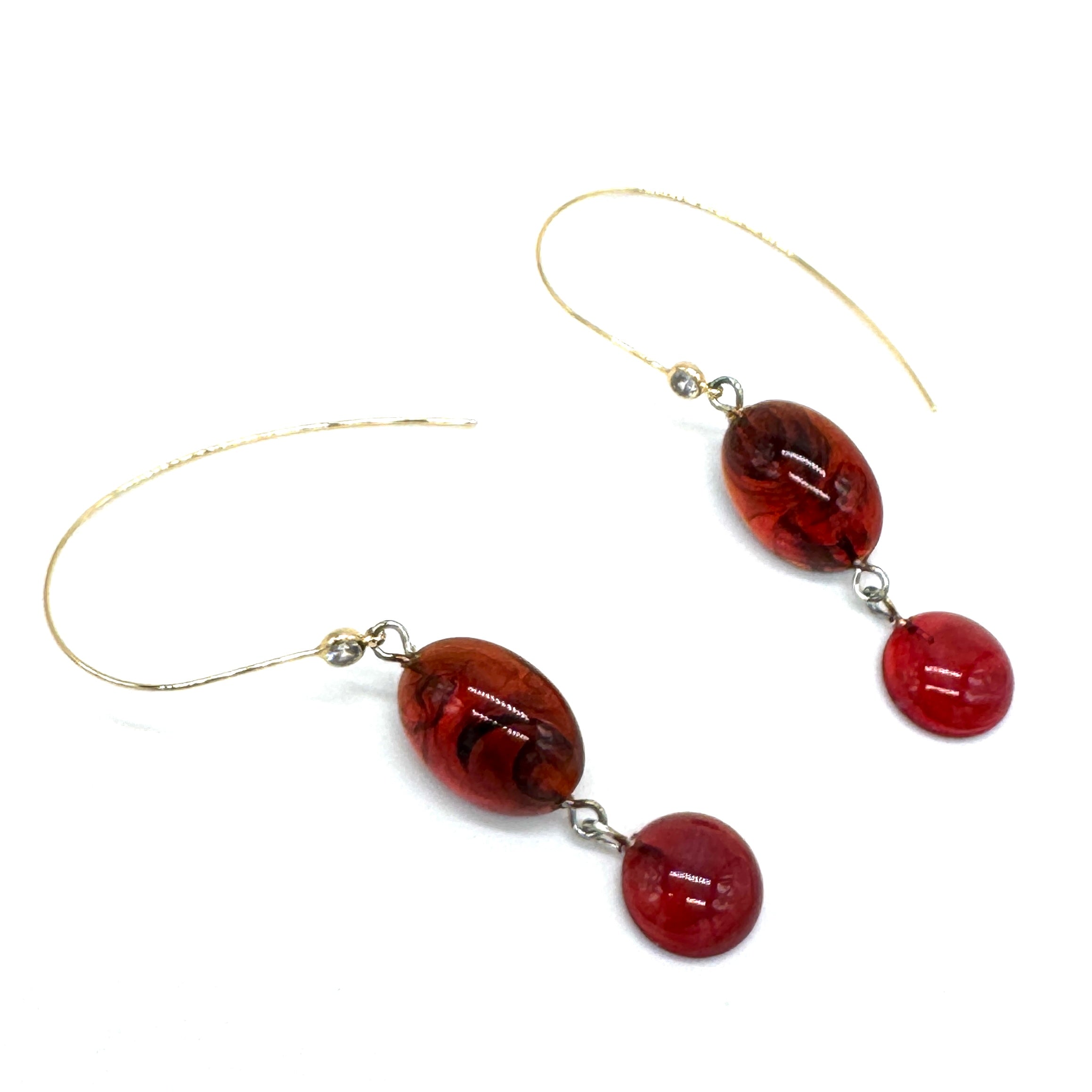 Cabernet CZ Swoop Drop Earrings