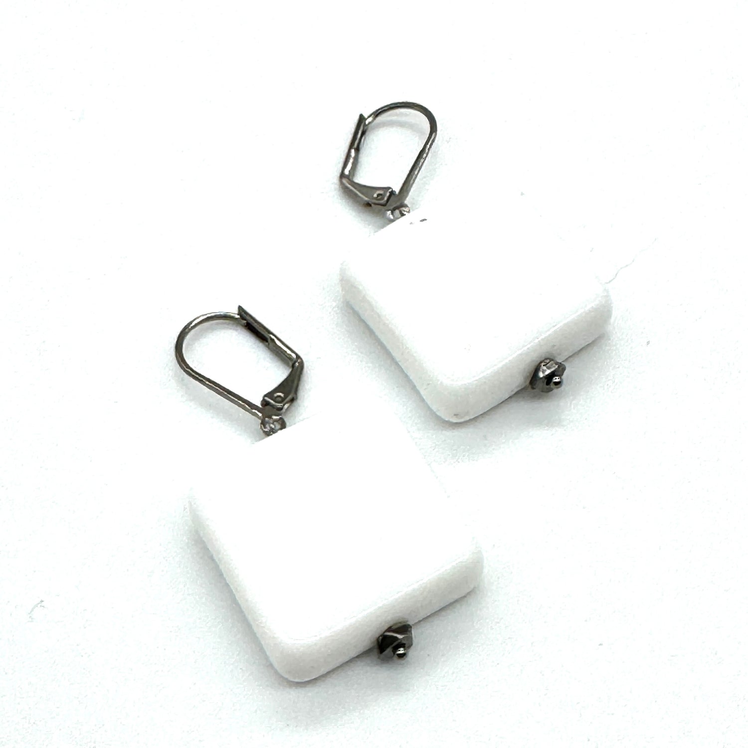 Black &amp; White Geometry Square Earrings