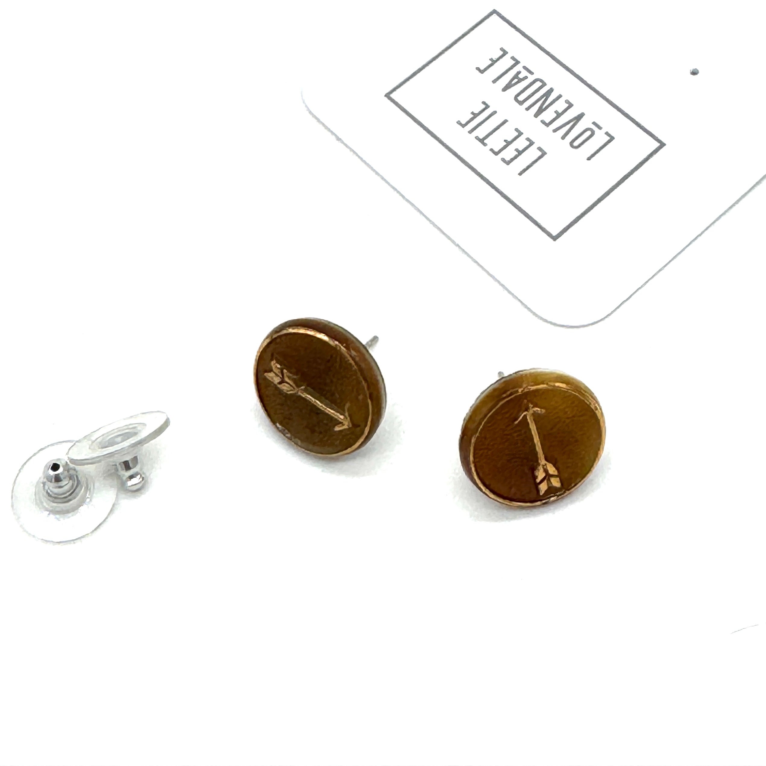 Gold &amp; Caramel Directions Glass Stud Earrings