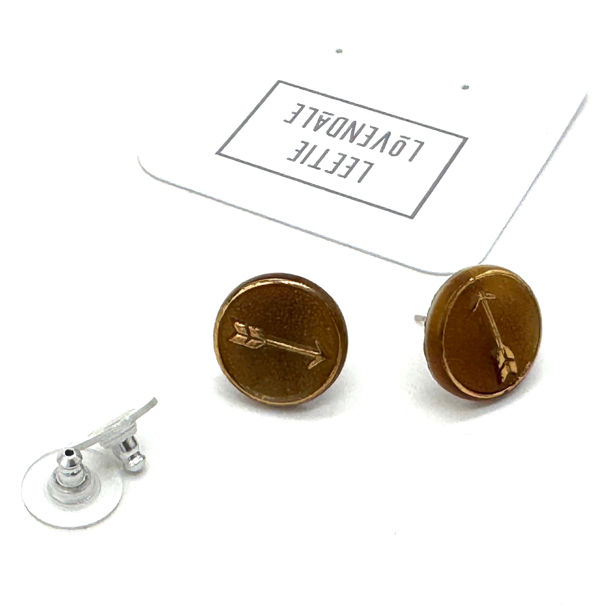 Gold &amp; Caramel Directions Glass Stud Earrings