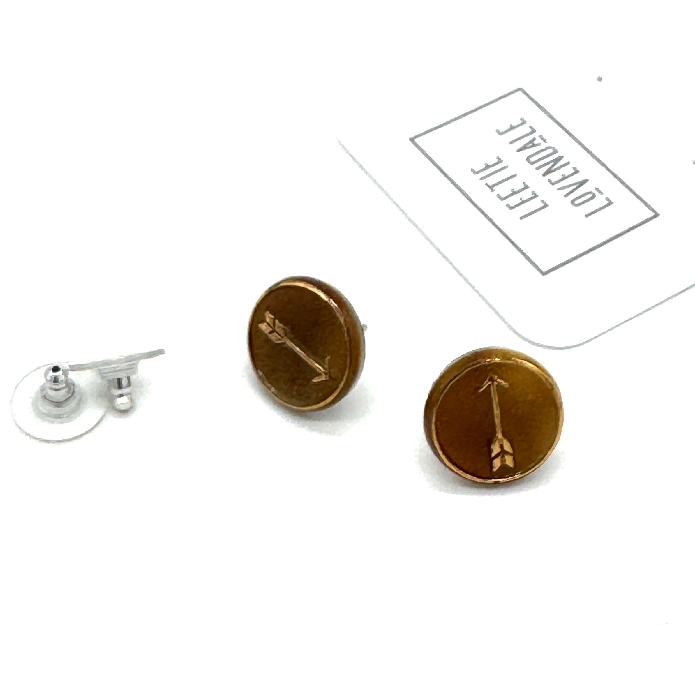 Gold &amp; Caramel Directions Glass Stud Earrings