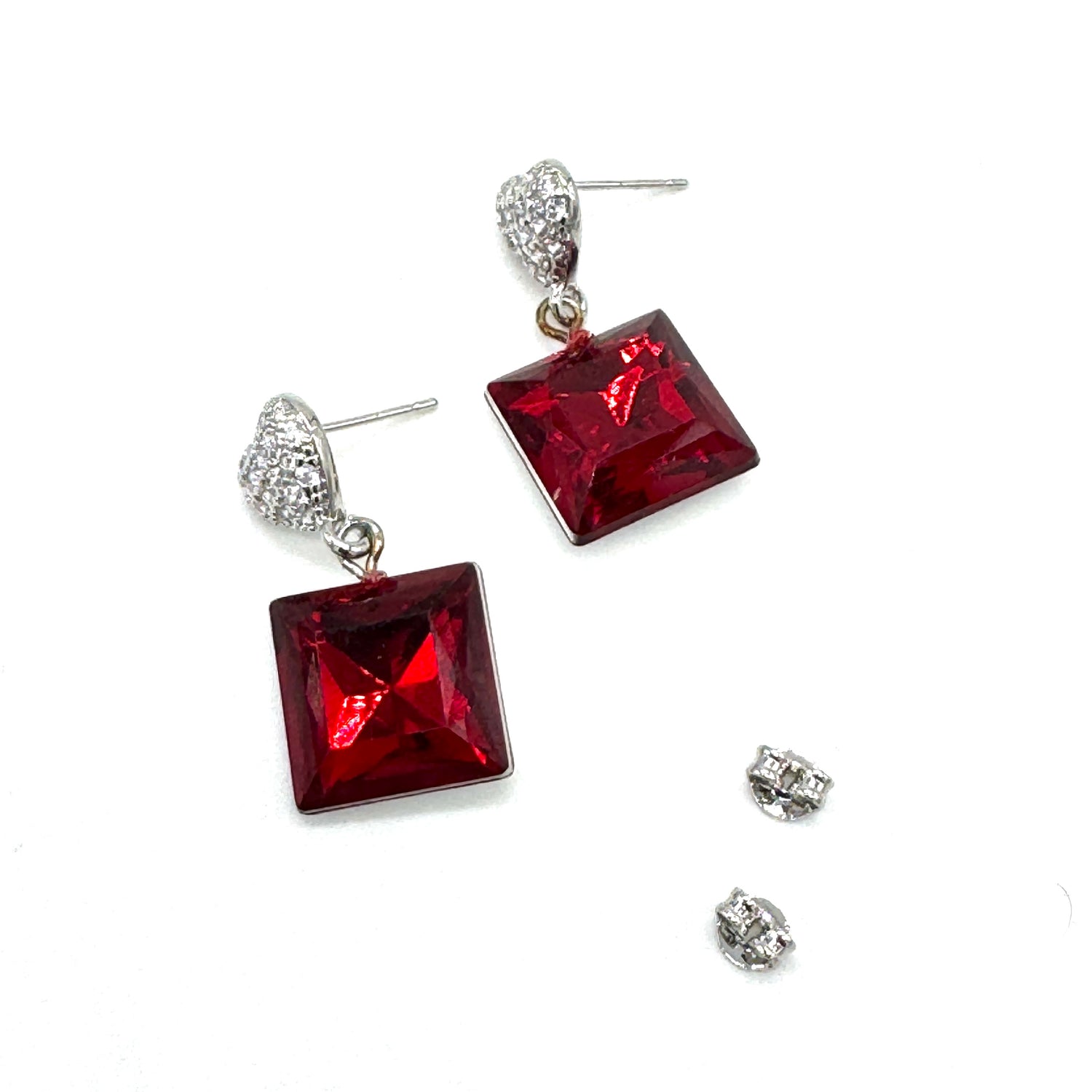 Crimson Spark Drop Earrings