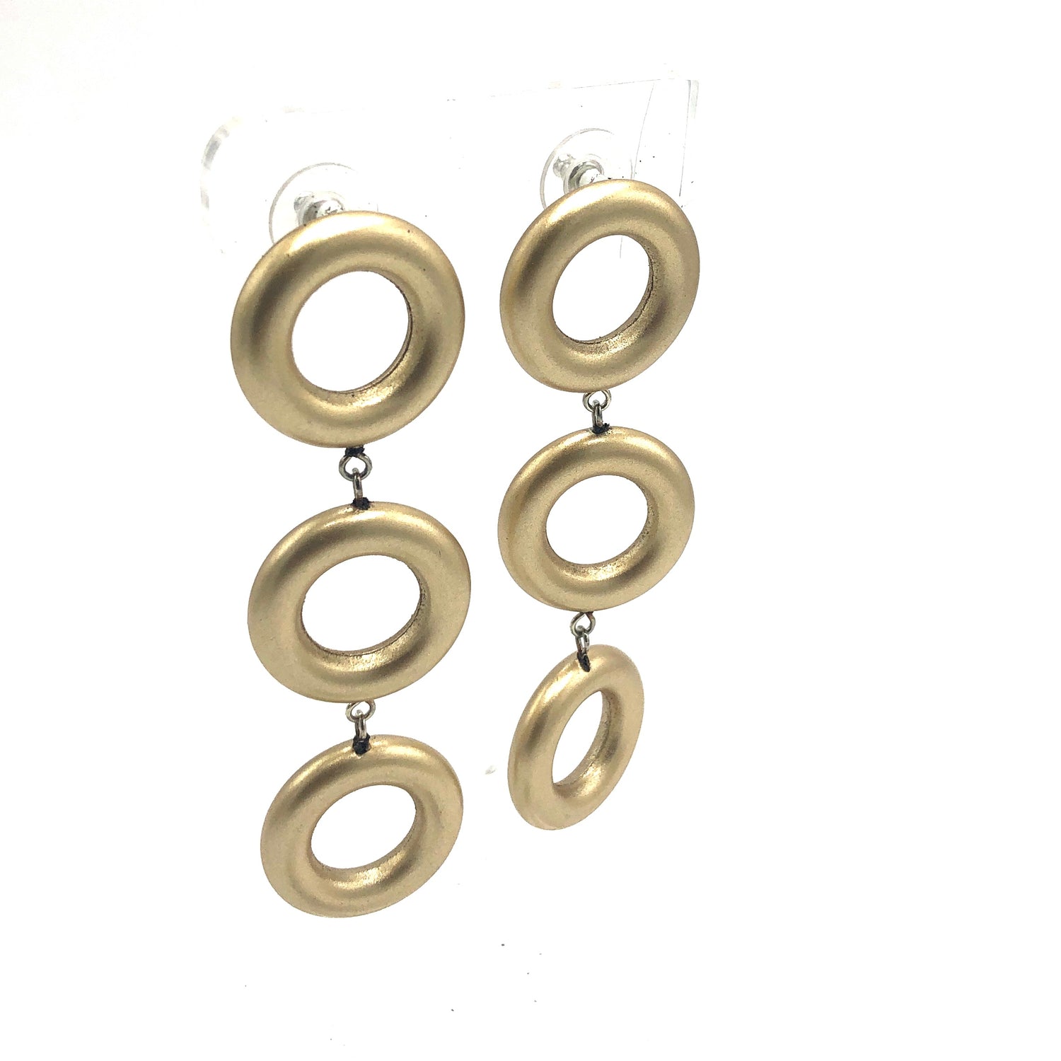 Matte Gold Luster Tri Dot Donut Earrings