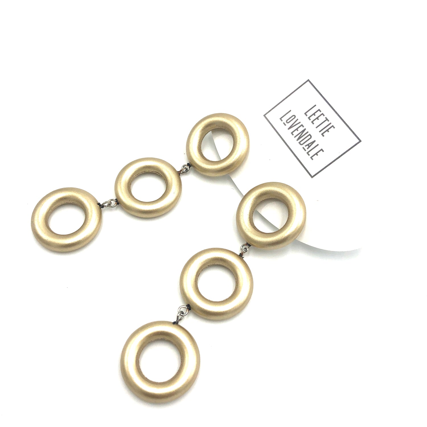 Matte Gold Luster Tri Dot Donut Earrings