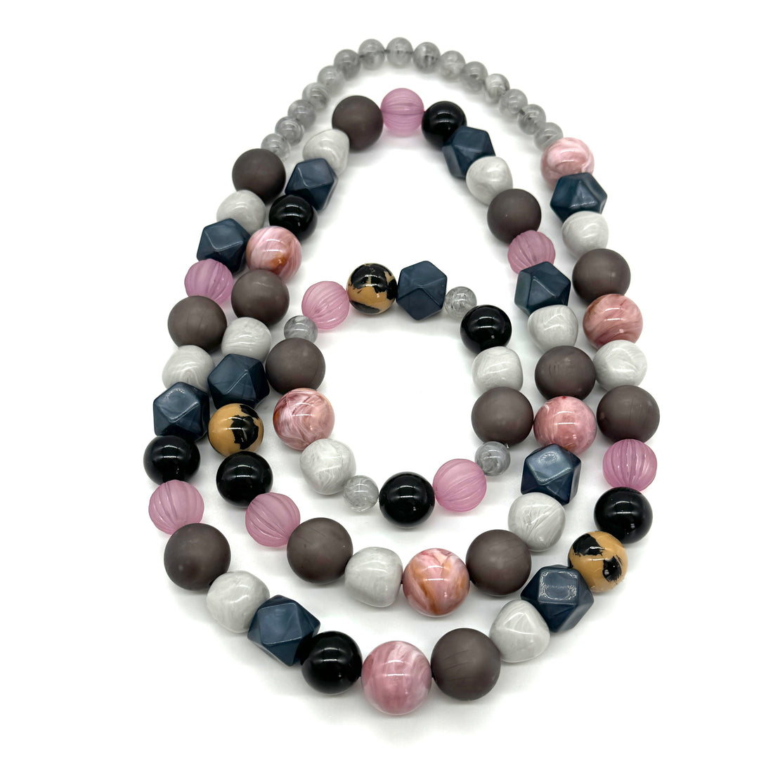 Lilac Cotton Greys - Stretch Bauble Necklace &amp; Bracelet Collection