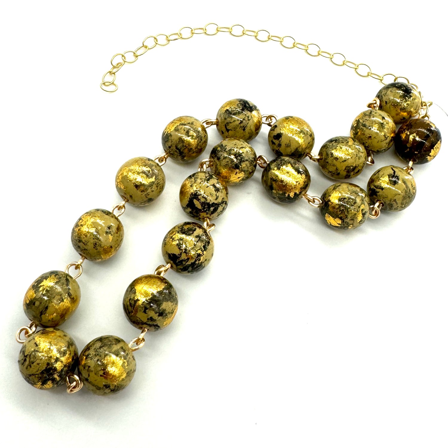 Gold Leaf Speckled Amelia Necklace