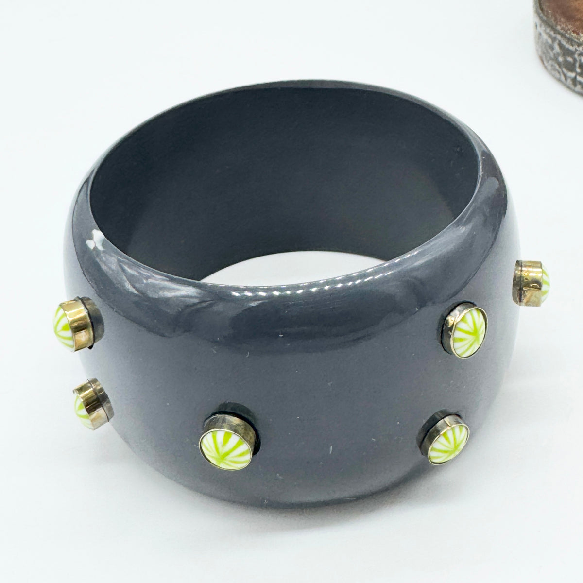 Charcoal Gray &amp; Lime Starburst Bangle
