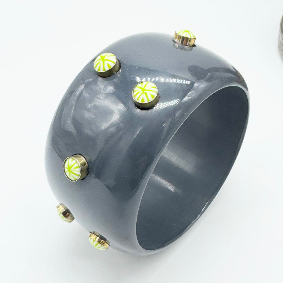 Charcoal Gray &amp; Lime Starburst Bangle