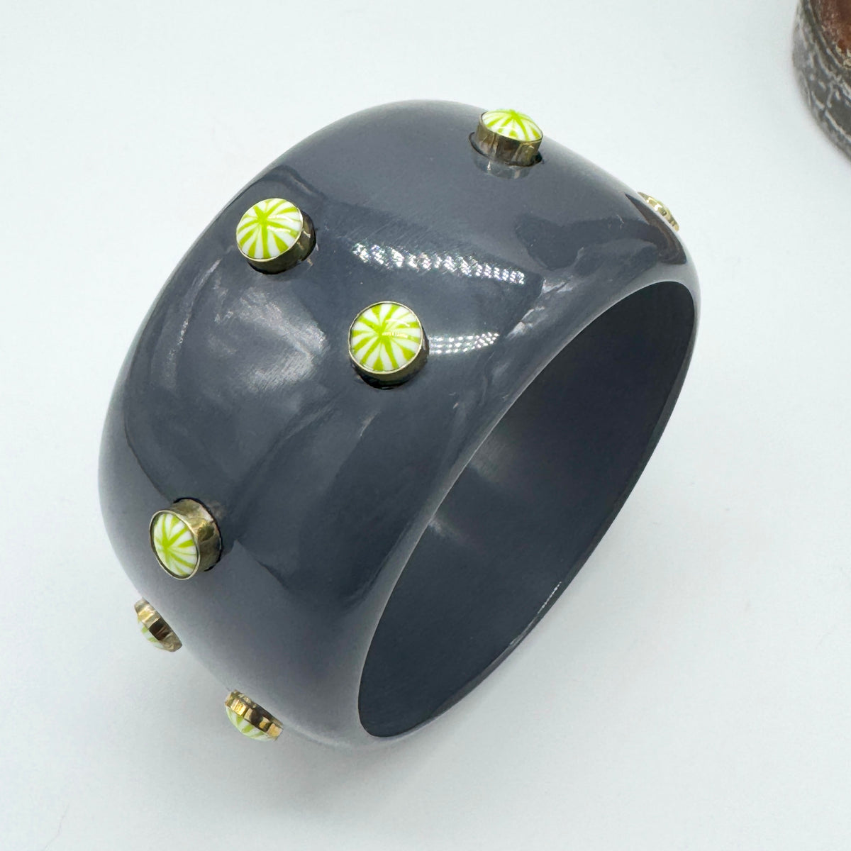 Charcoal Gray &amp; Lime Starburst Bangle