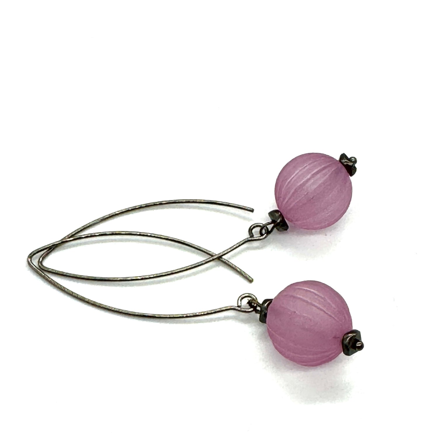 Scalloped Amethyst Lilacs Raindrop Earrings