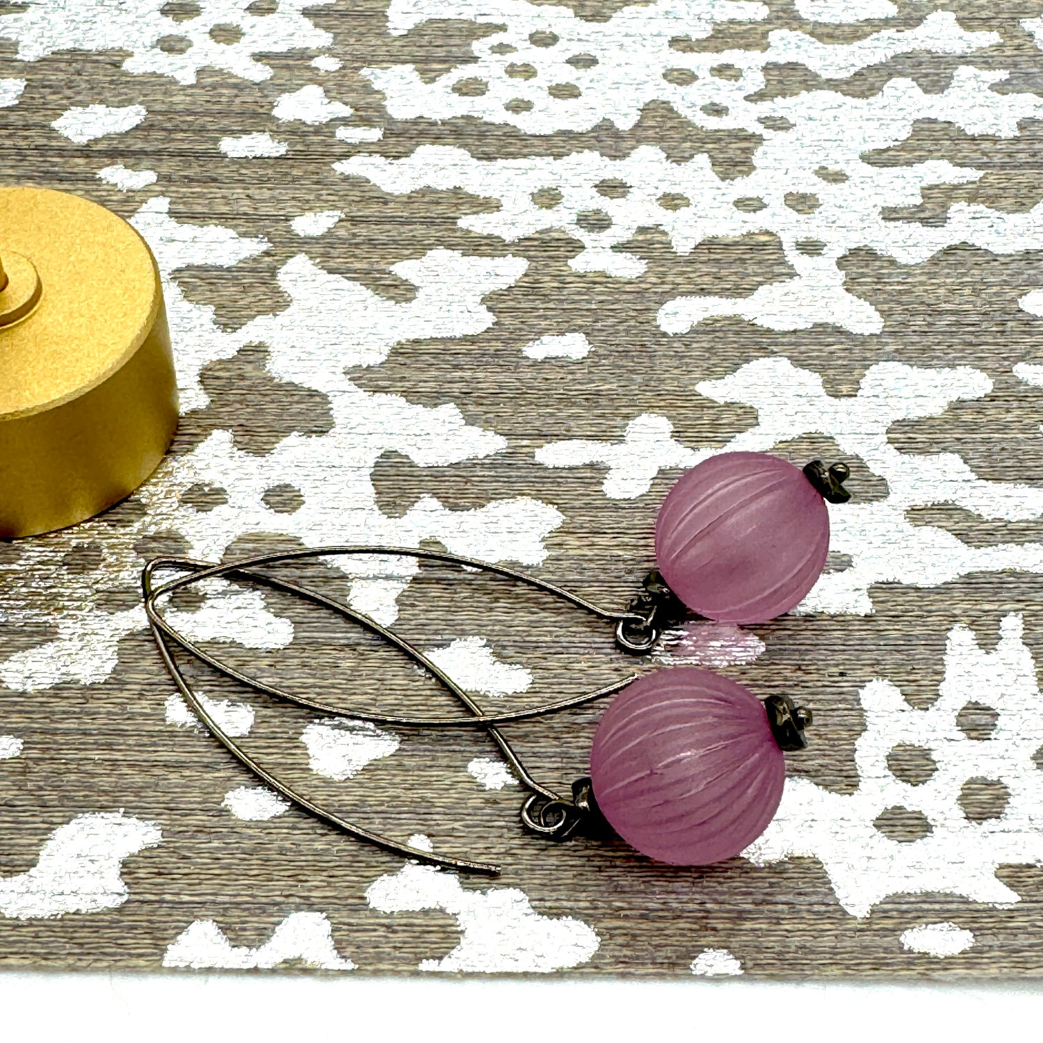 Scalloped Amethyst Lilacs Raindrop Earrings