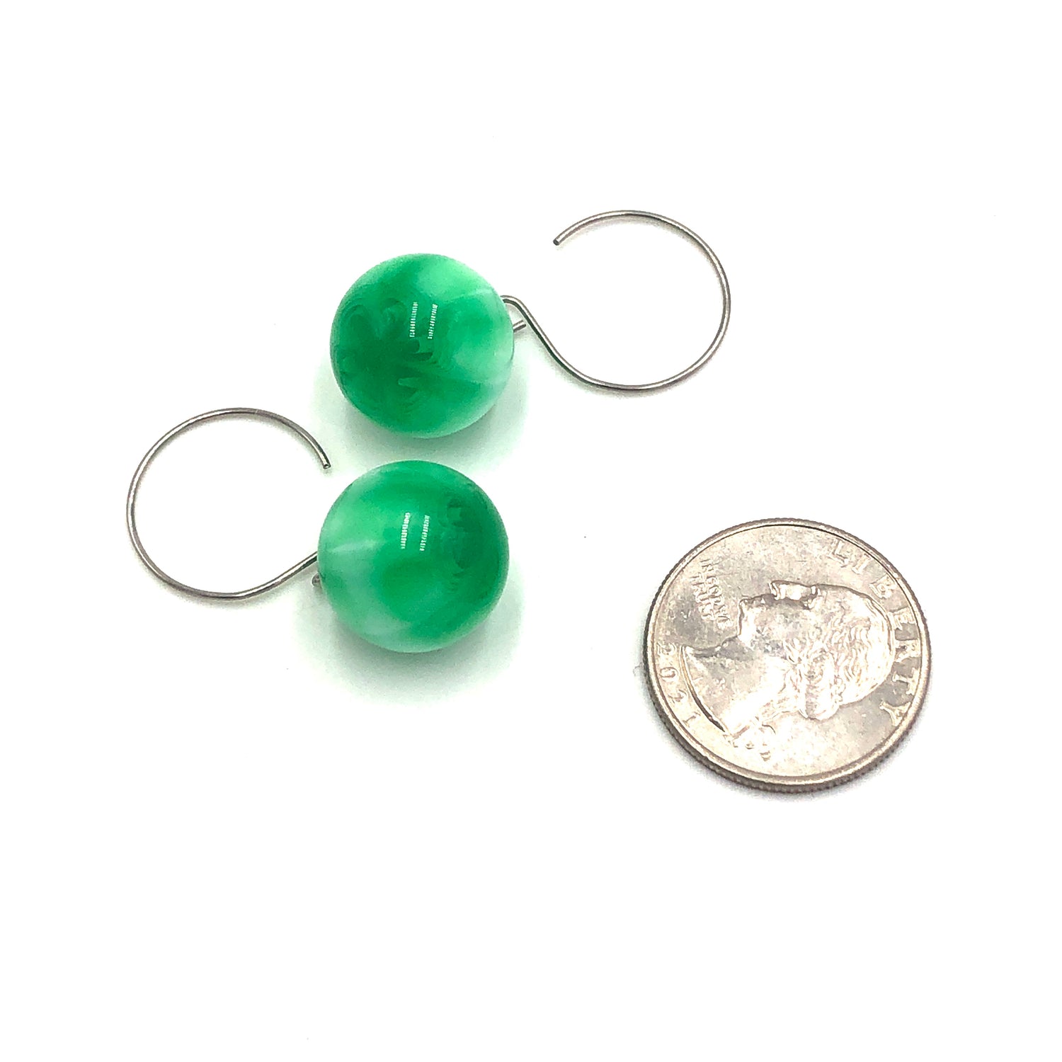 Green Stripe Moonglow Jumbo Ball Drop Earrings