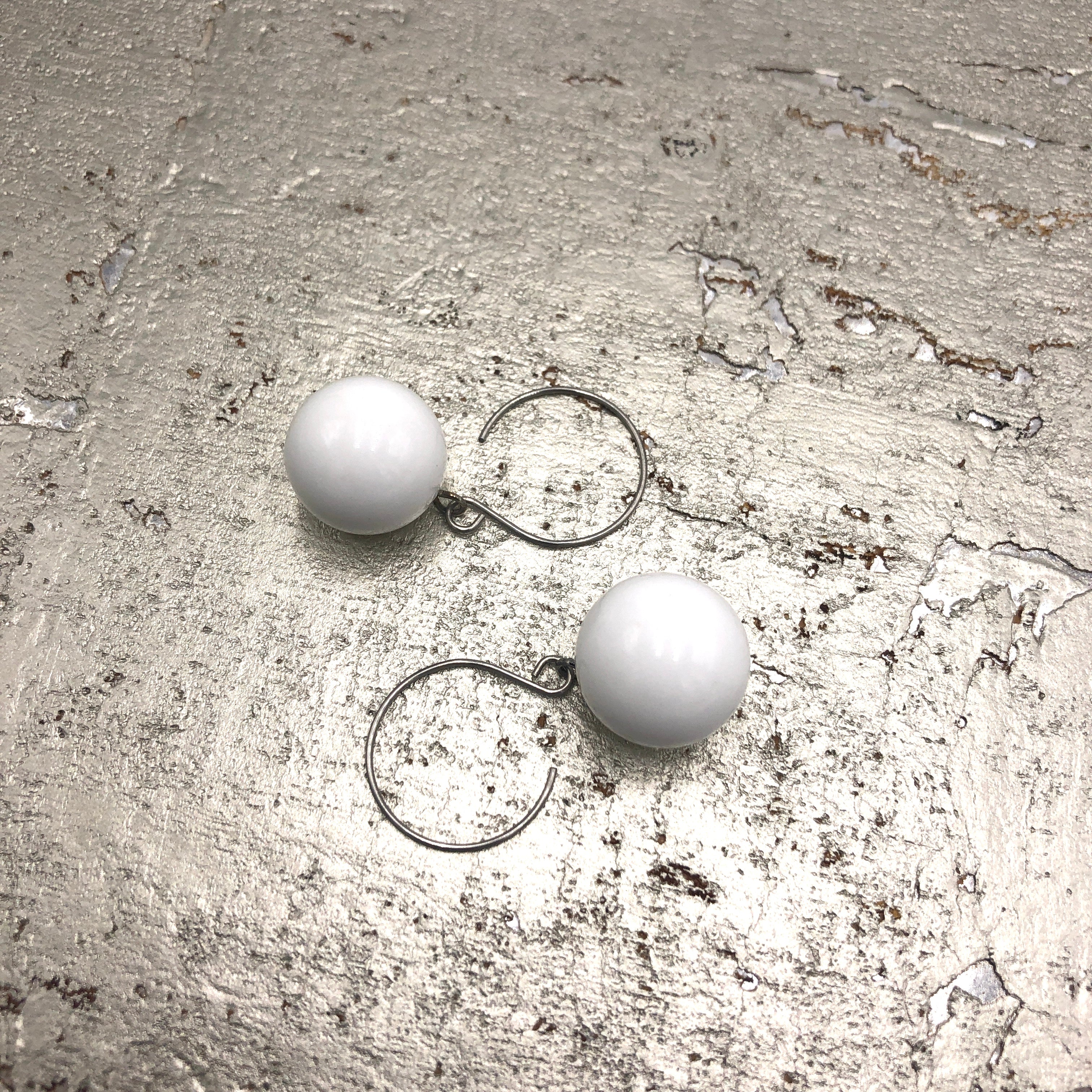 White Jumbo Ball Drop Earrings
