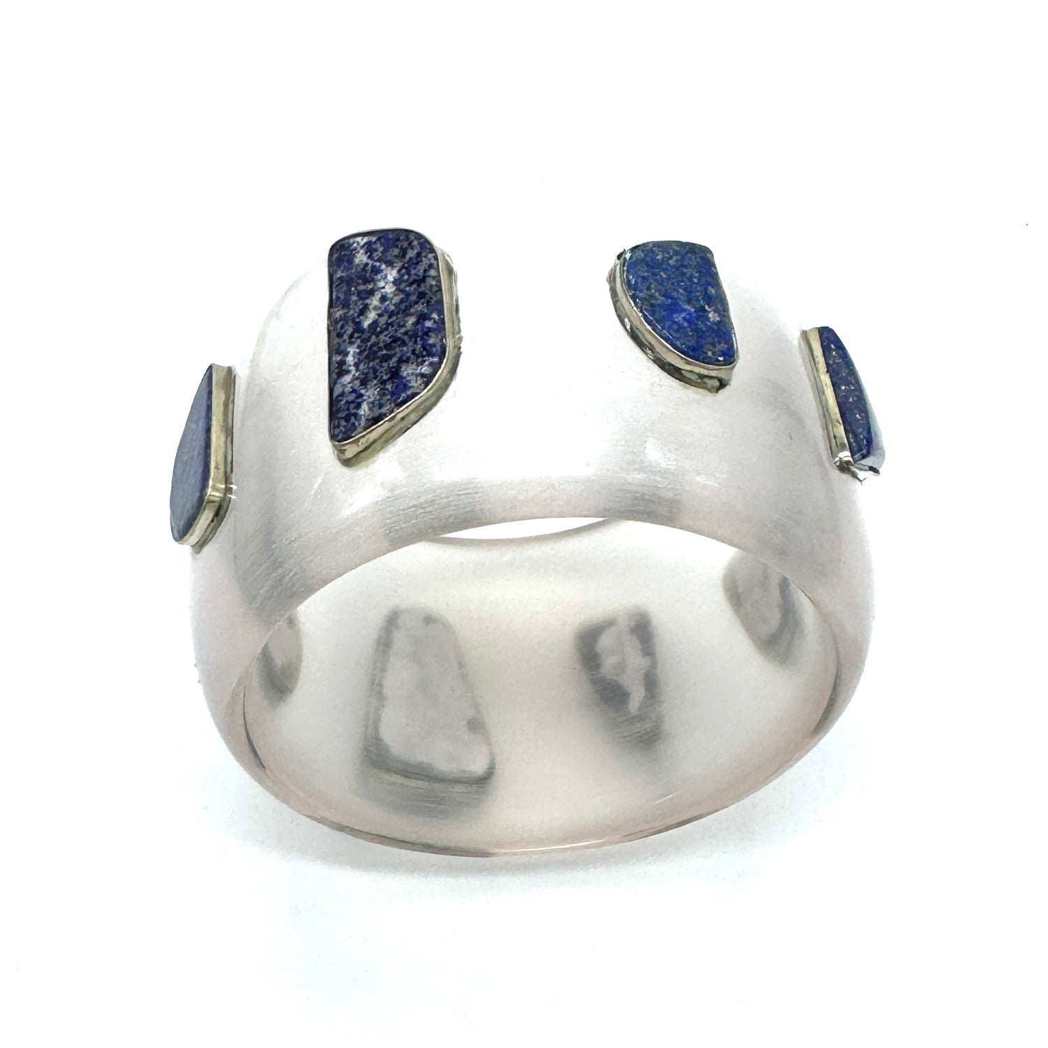 Clear &amp; Angled Lapis Set Resin Bangle Bracelet - Mondo - AS IS