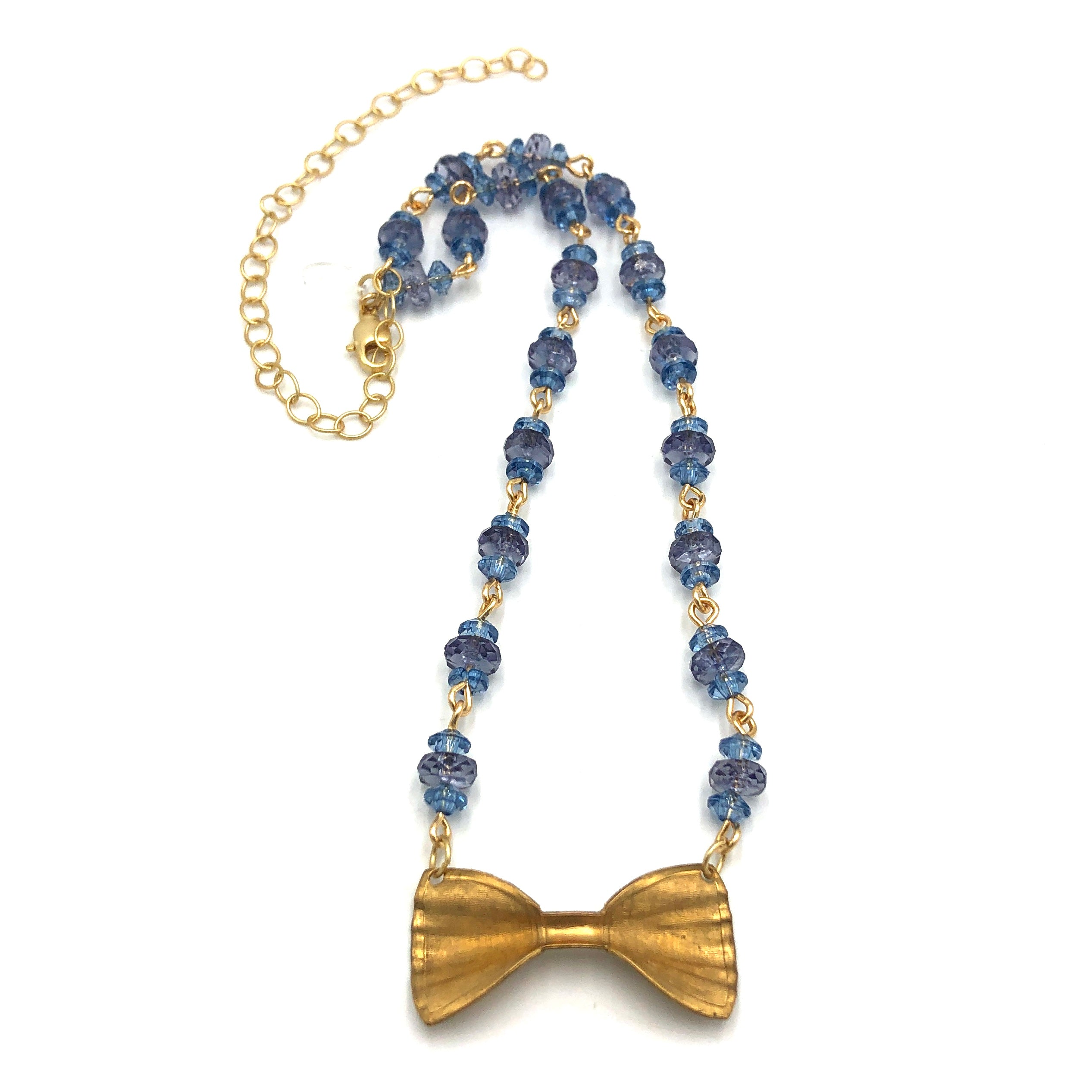 Blue Bow Tie Necklace