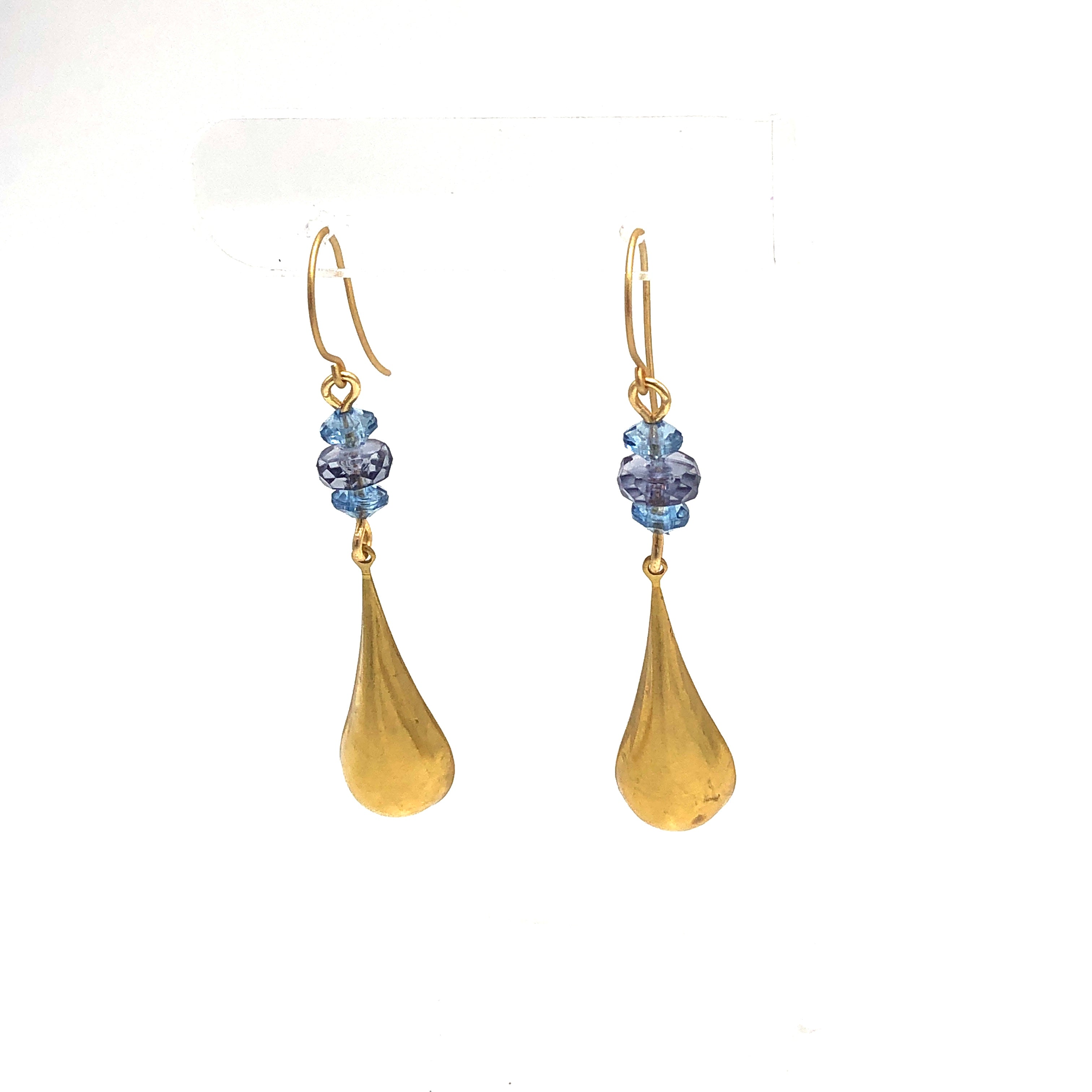 Blue Brass Drip Earrings