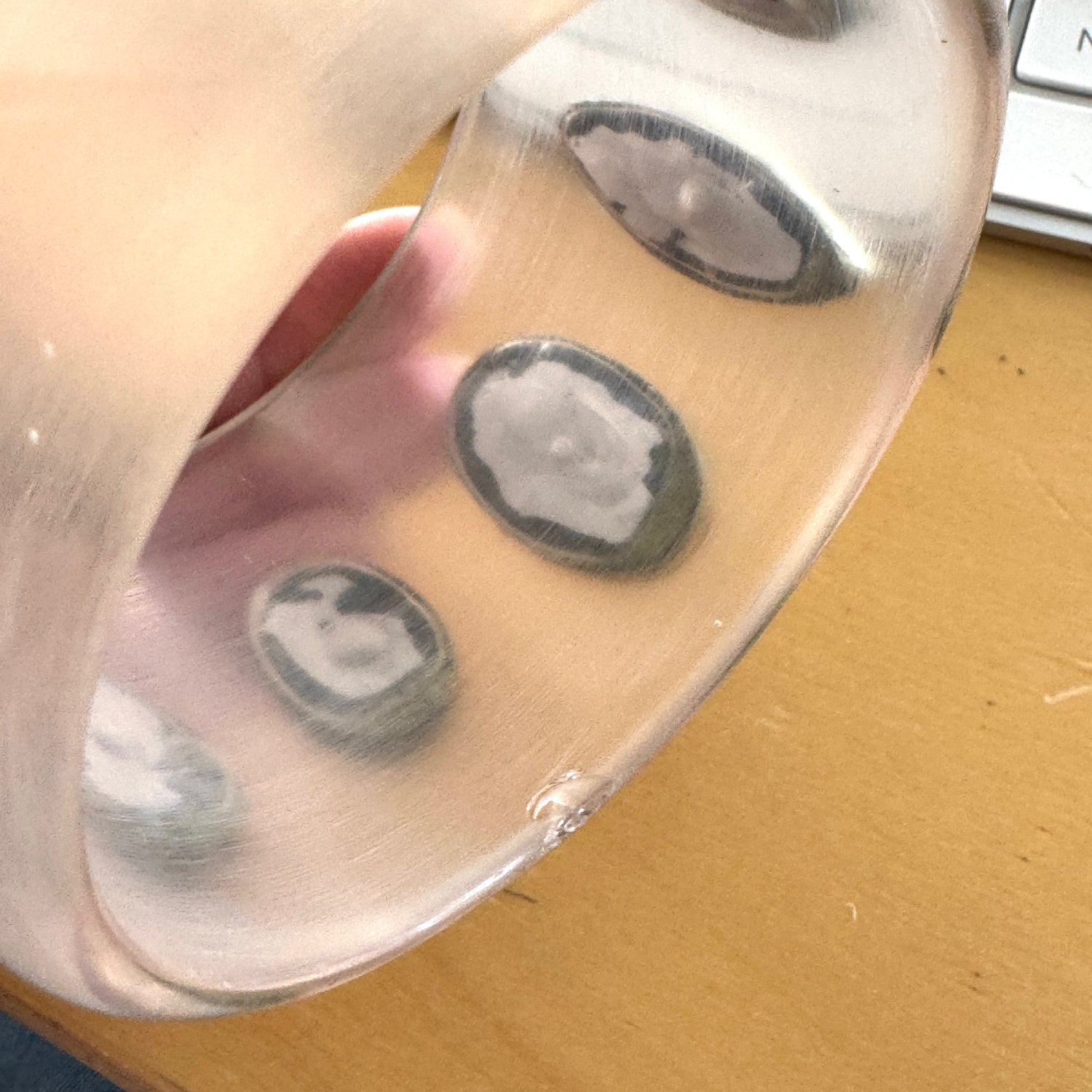 Clear &amp; Angled Lapis Set Resin Bangle Bracelet - Mondo - AS IS