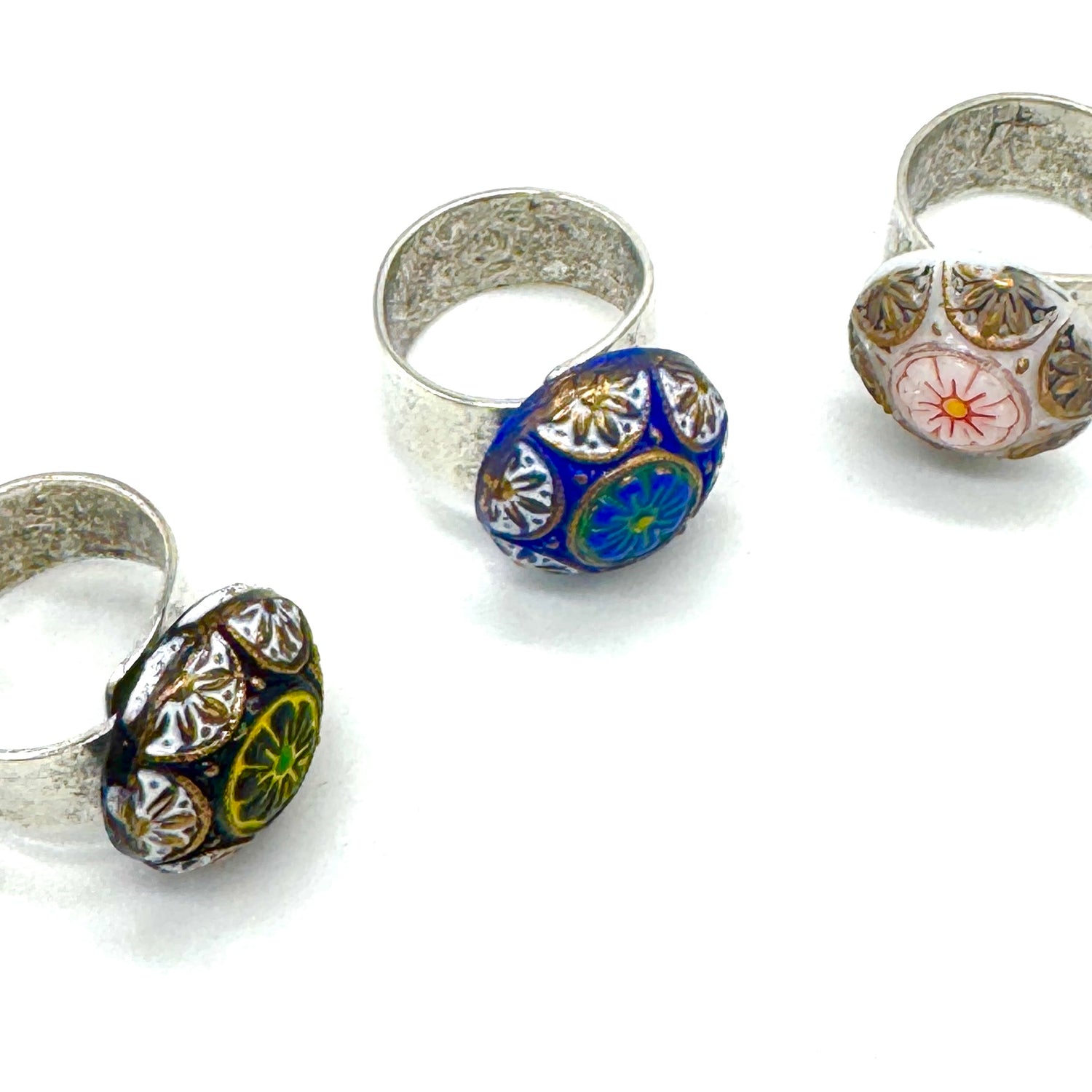 Old World Glass Cocktail Rings